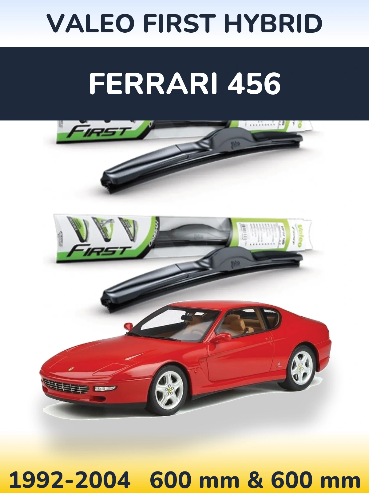 Komplet przednich wycieraczek Valeo First Hybrid 600 & 600 mm do Ferrari 456 1992-2004