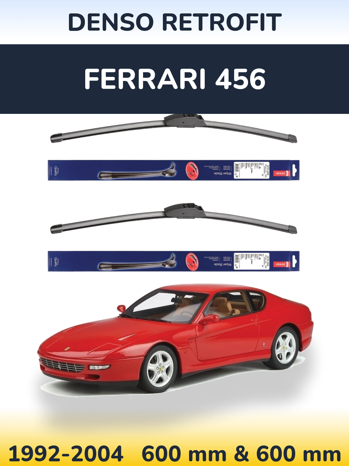 Komplet przednich wycieraczek Denso Retrofit 600 & 600 mm do Ferrari 456 1992-2004