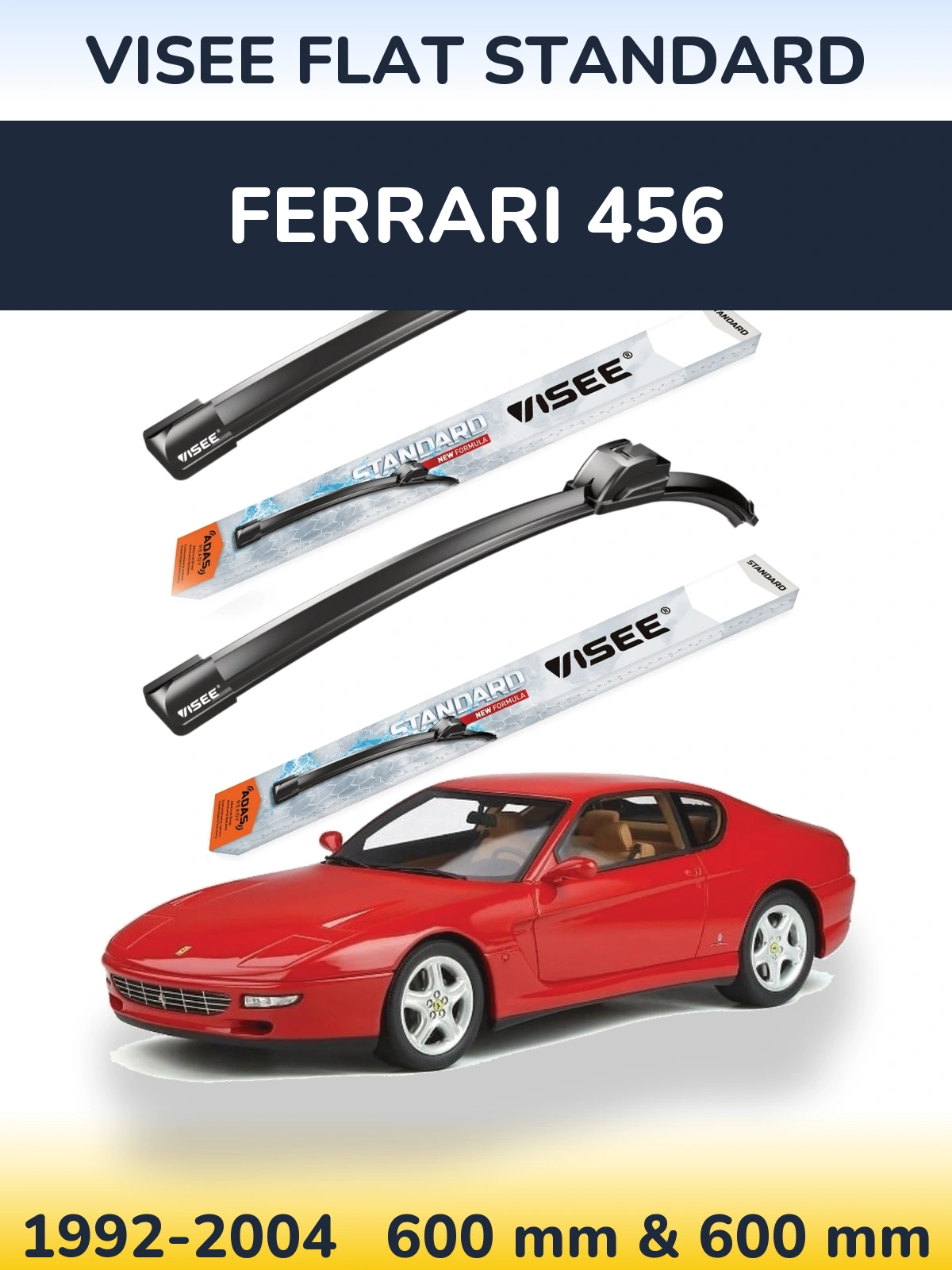 Комплект передних дворников VISEE FLAT STANDARD 600 & 600 мм для Ferrari 456 1992-2004