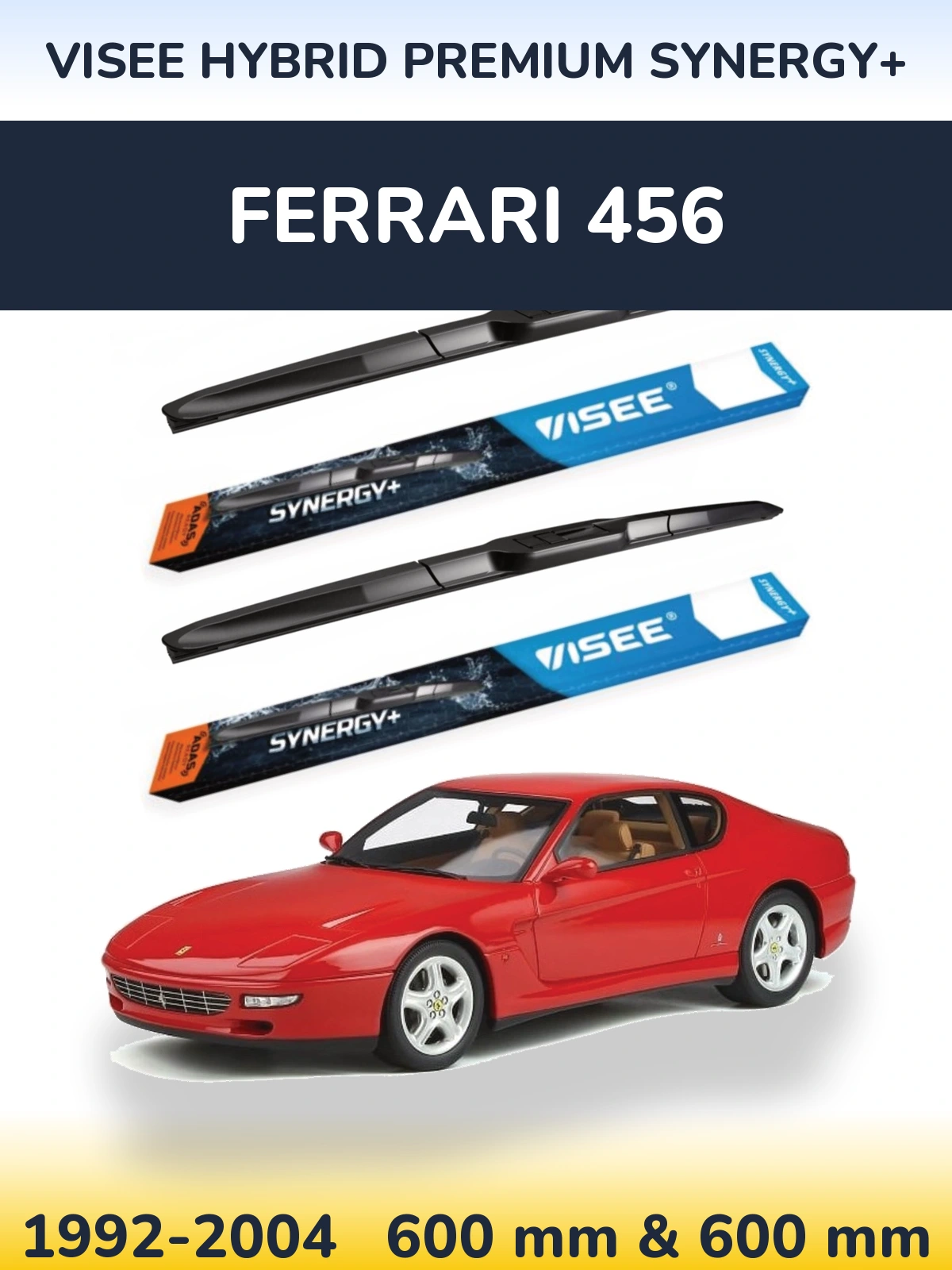 Комплект передніх щіток VISEE HYBRID PREMIUM SYNERGY+ 600 & 600 мм для Ferrari 456 1992-2004