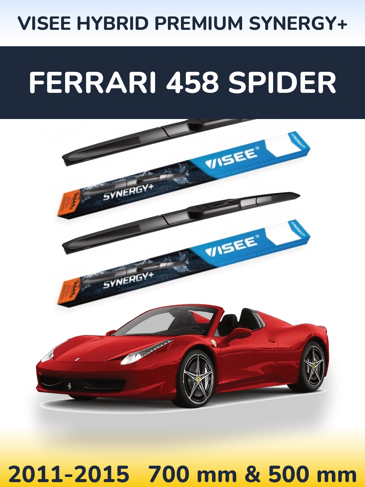 Комплект передних дворников VISEE HYBRID PREMIUM SYNERGY+ 700 & 500 мм для Ferrari 458 Spider 2011-2015