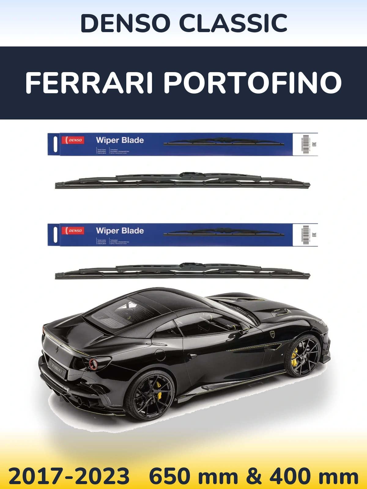 Комплект передних дворников Denso Classic 650 & 400 мм для Ferrari Portofino 2017-2023