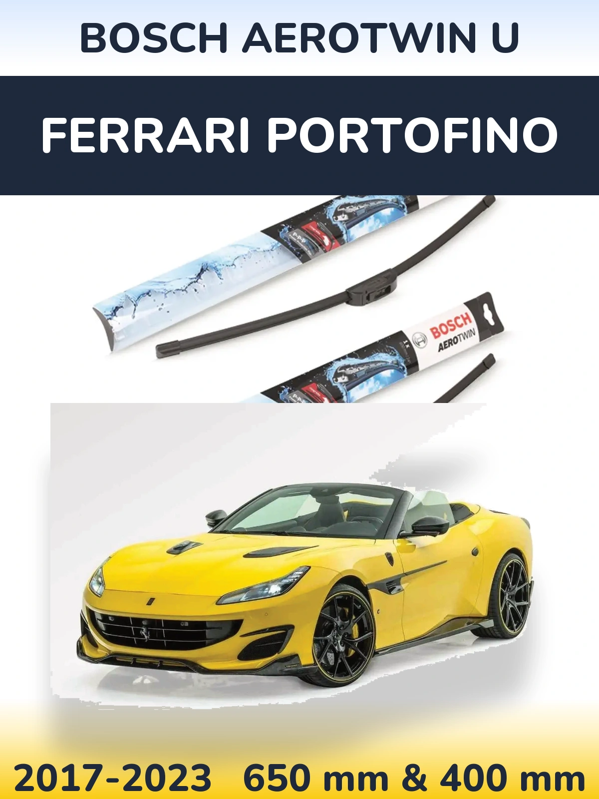 Комплект передніх щіток BOSCH AeroTwin U 650 & 400 мм для Ferrari Portofino 2017-2023