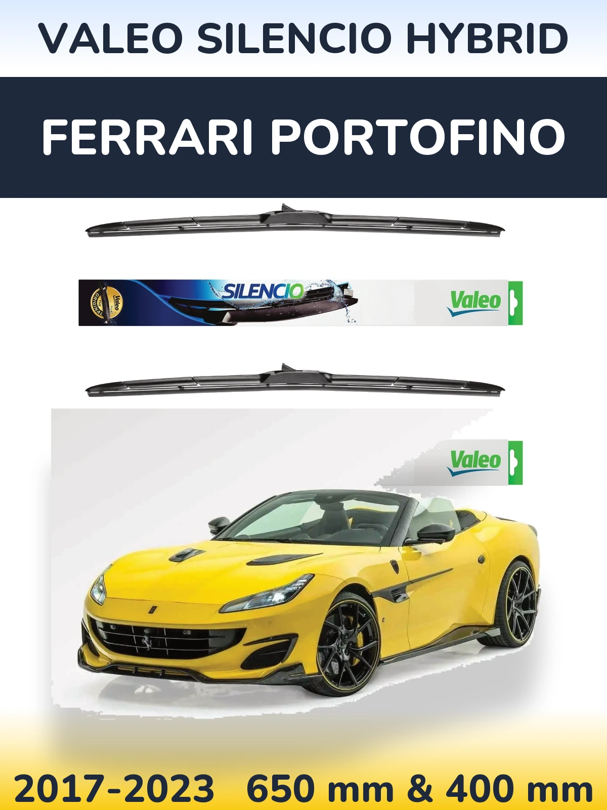 Комплект передних дворников Valeo Silencio Hybrid 650 & 400 мм для Ferrari Portofino 2017-2023