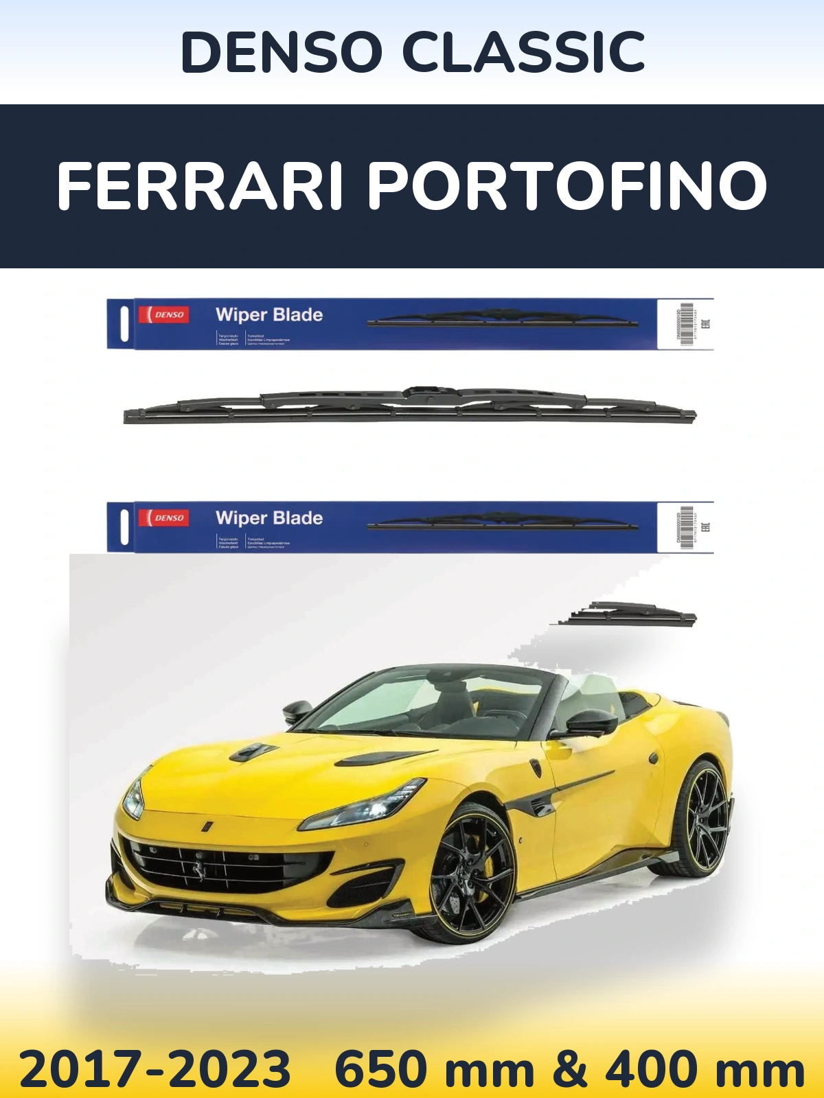 Комплект передних дворников Denso Classic 650 & 400 мм для Ferrari Portofino 2017-2023