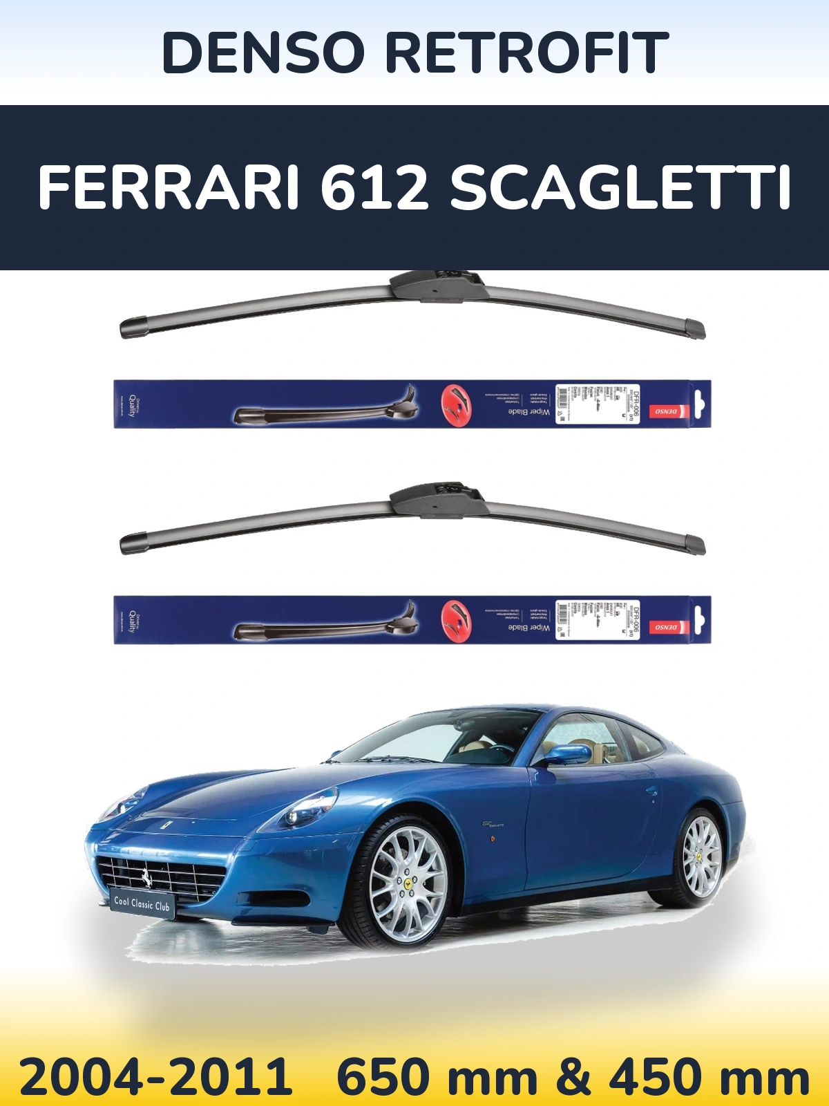 Комплект передних дворников Denso Retrofit 650 & 450 мм для Ferrari 612 Scagletti 2004-2011