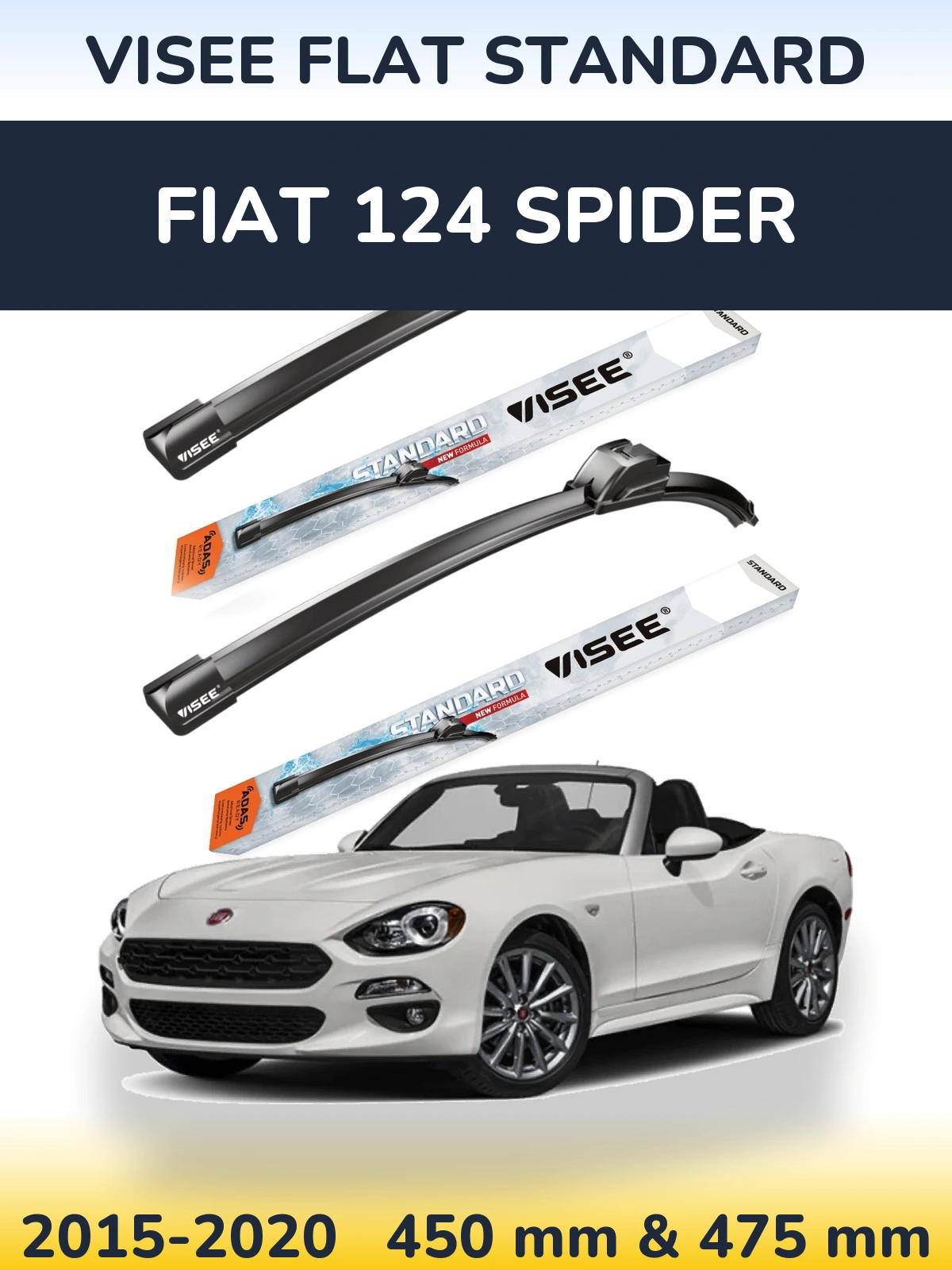 Комплект передніх щіток VISEE FLAT STANDARD 450 & 475 мм для Fiat 124 Spider 2015-2020
