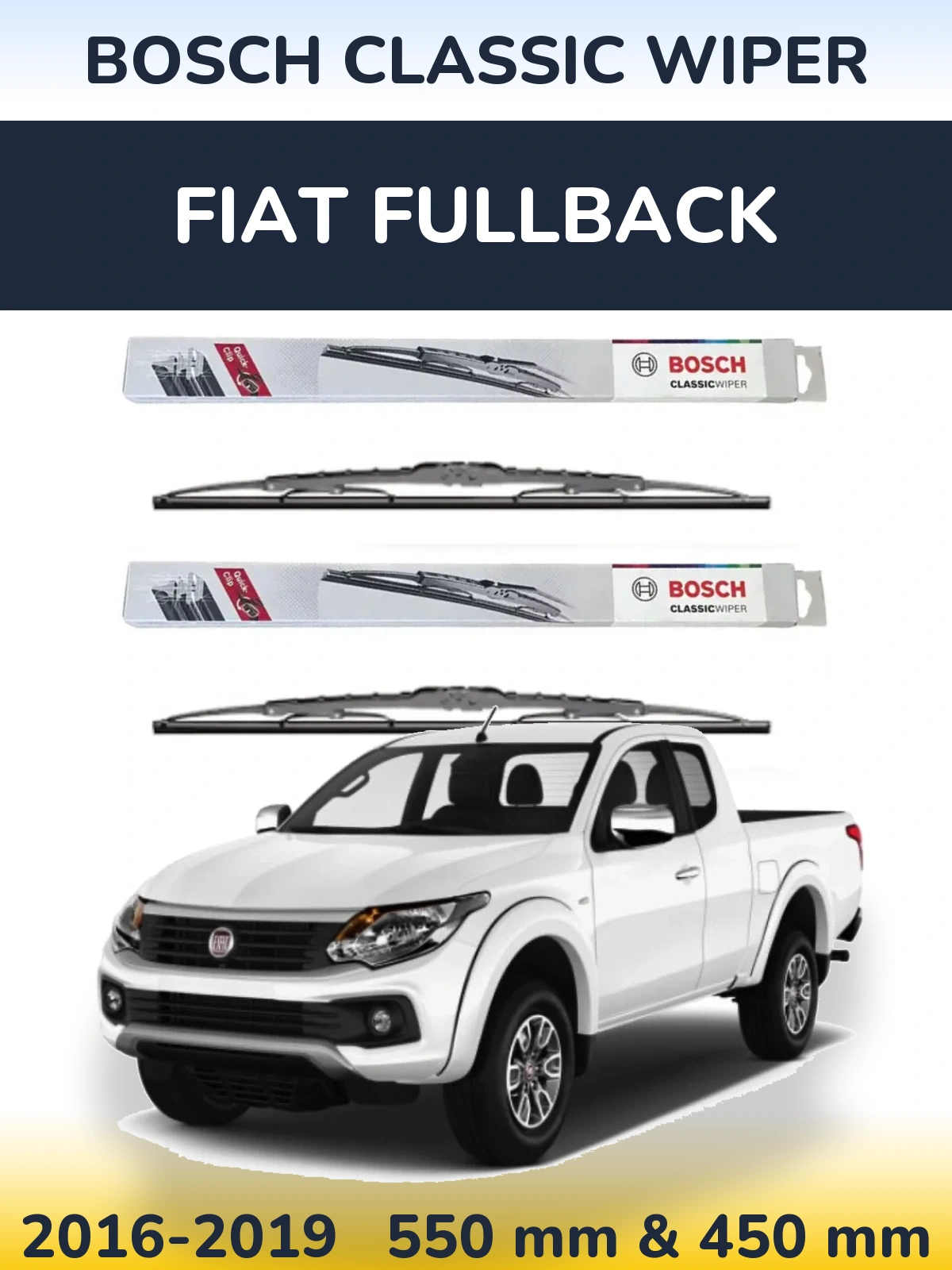 Комплект передних дворников BOSCH Classic Wiper 550 & 450 мм для Fiat Fullback 2016-2019