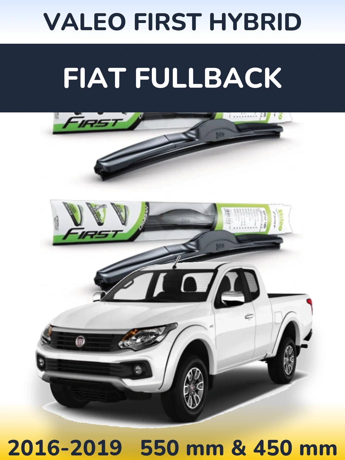 Комплект передних дворников Valeo First Hybrid 550 & 450 мм для Fiat Fullback 2016-2019