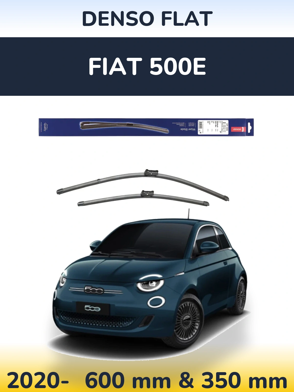 Комплект передних дворников Denso Flat 600 & 350 мм для Fiat 500e 2020-2026