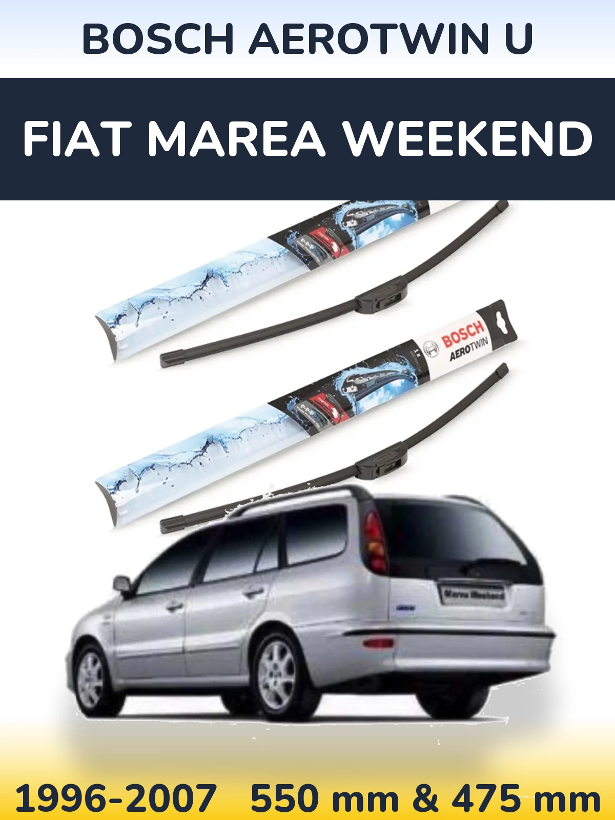 Komplet przednich wycieraczek BOSCH AeroTwin U 550 & 475 mm do Fiat Marea Weekend 1996-2007