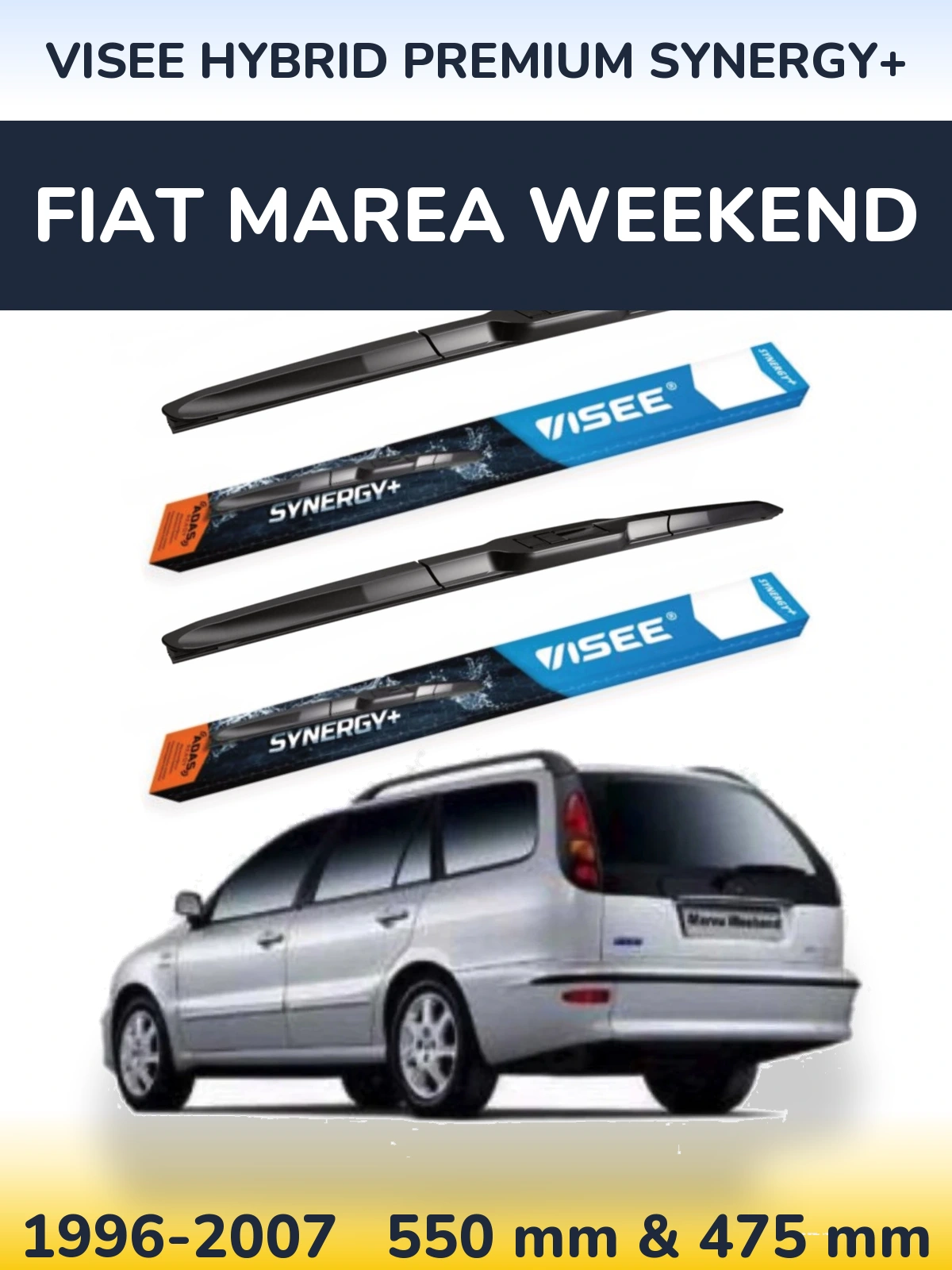 Komplet przednich wycieraczek VISEE HYBRID PREMIUM SYNERGY+ 550 & 475 mm do Fiat Marea Weekend 1996-2007