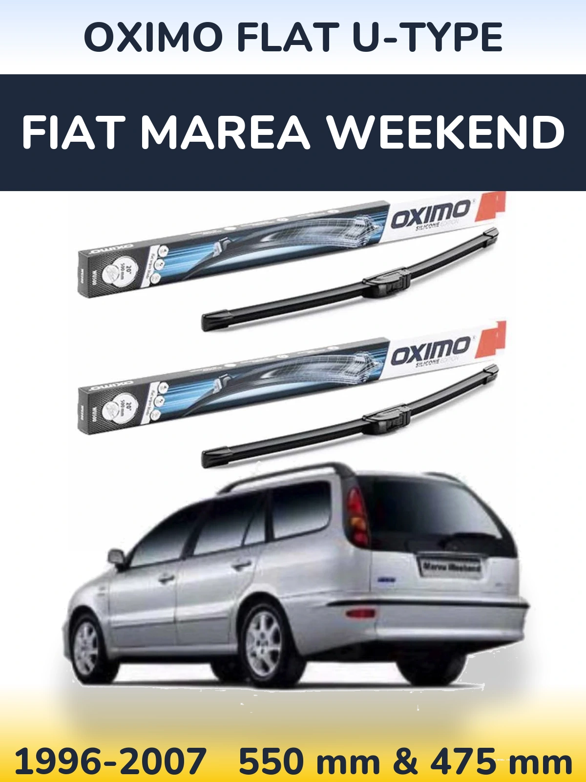 Komplet przednich wycieraczek Oximo Flat U-type 550 & 475 mm do Fiat Marea Weekend 1996-2007