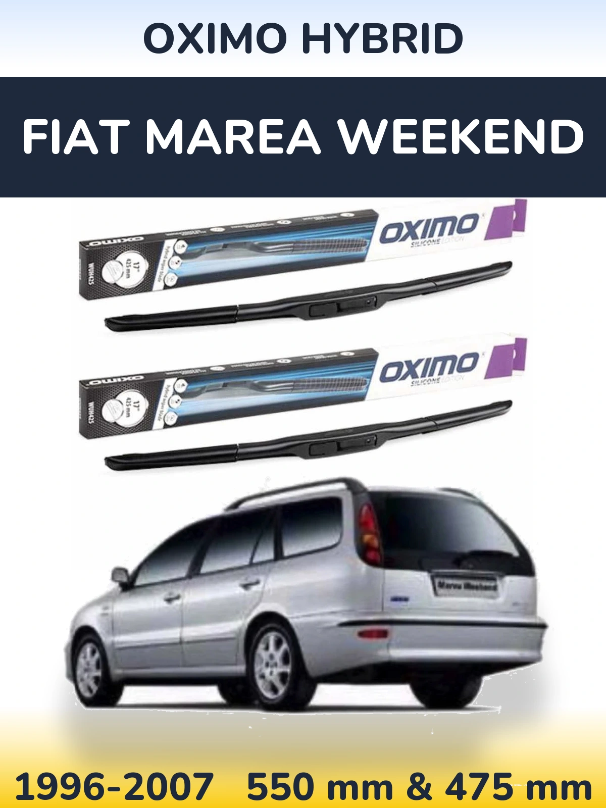Комплект передних дворников Oximo Hybrid 550 & 475 мм для Fiat Marea Weekend 1996-2007