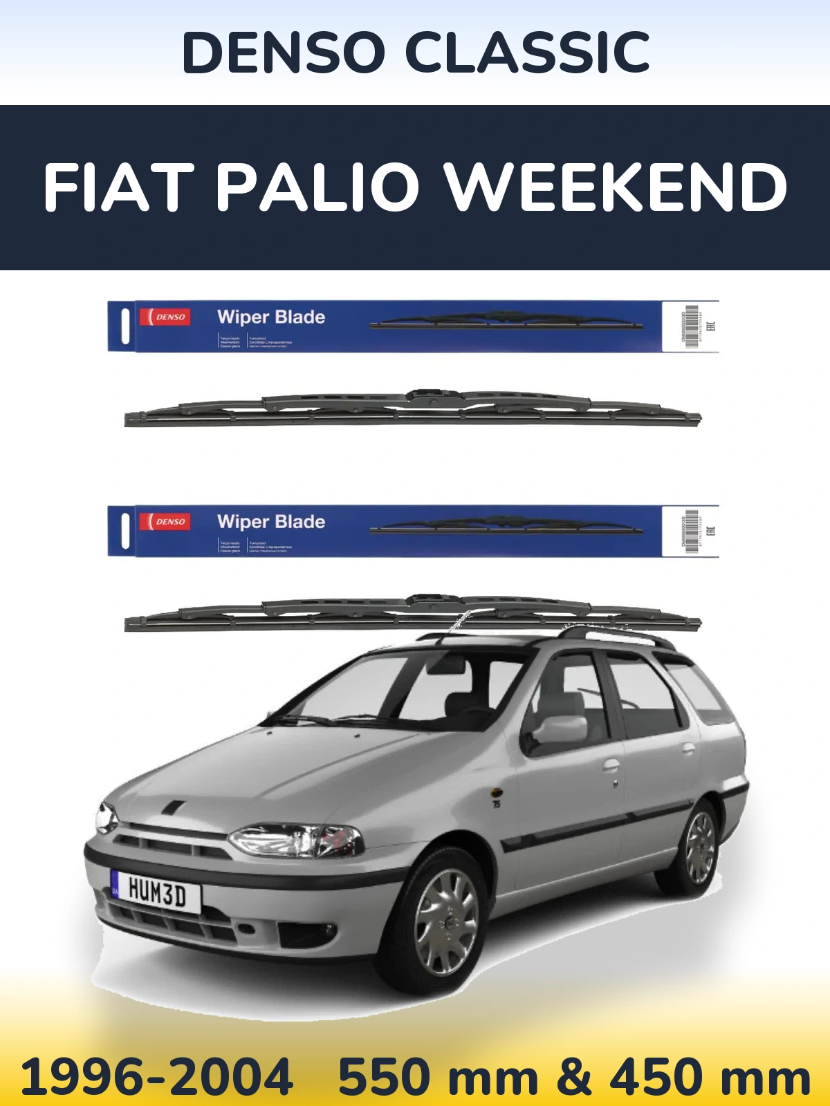 Комплект передних дворников Denso Classic 550 & 450 мм для Fiat Palio Weekend 1996-2004