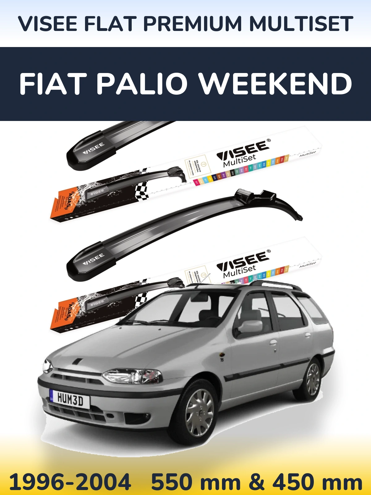 Komplet przednich wycieraczek VISEE FLAT PREMIUM MultiSet 550 & 450 mm do Fiat Palio Weekend 1996-2004