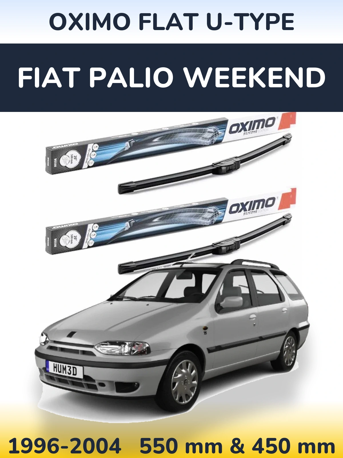 Komplet przednich wycieraczek Oximo Flat U-type 550 & 450 mm do Fiat Palio Weekend 1996-2004