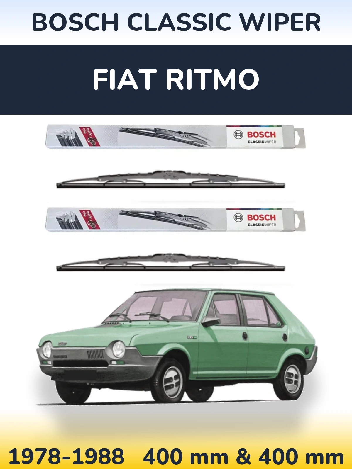 Комплект передніх щіток BOSCH Classic Wiper 400 & 400 мм для Fiat Ritmo 1978-1988