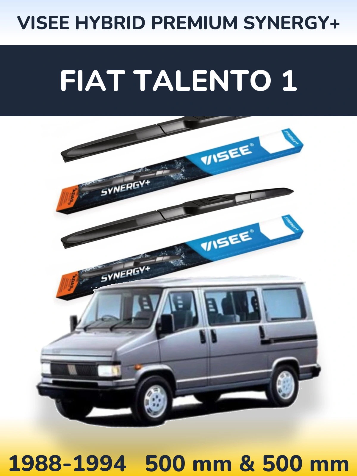Komplet przednich wycieraczek VISEE HYBRID PREMIUM SYNERGY+ 500 & 500 mm do Fiat Talento 1 1988-1994