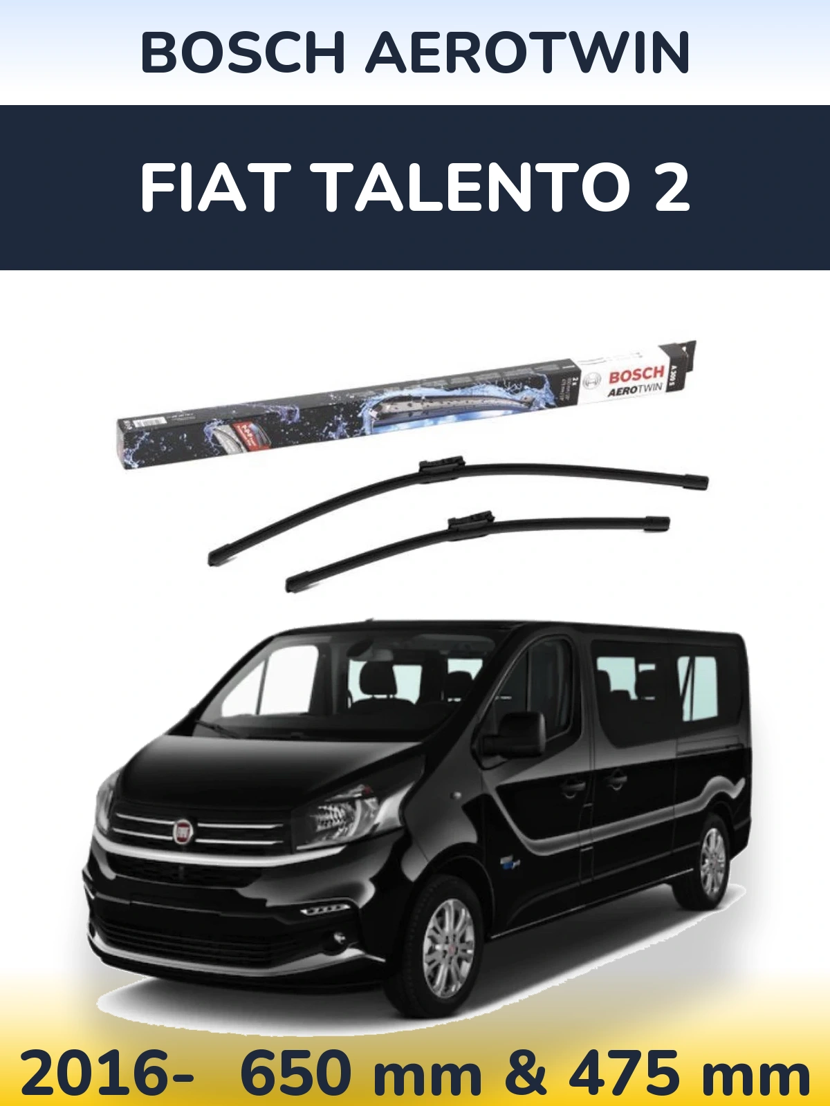 Komplet przednich wycieraczek BOSCH AeroTwin 650 & 475 mm do Fiat Talento 2 2016-2026
