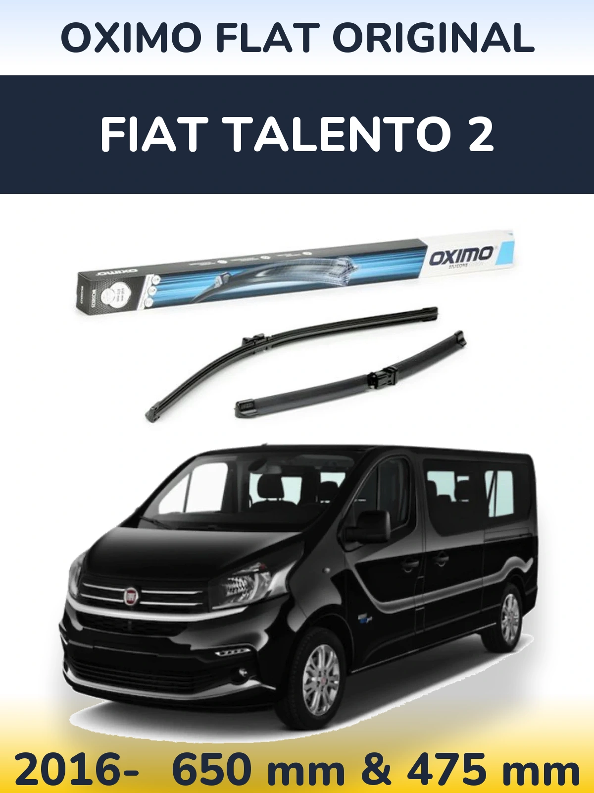 Комплект передних дворников Oximo Flat Original 650 & 475 мм для Fiat Talento 2 2016-2026