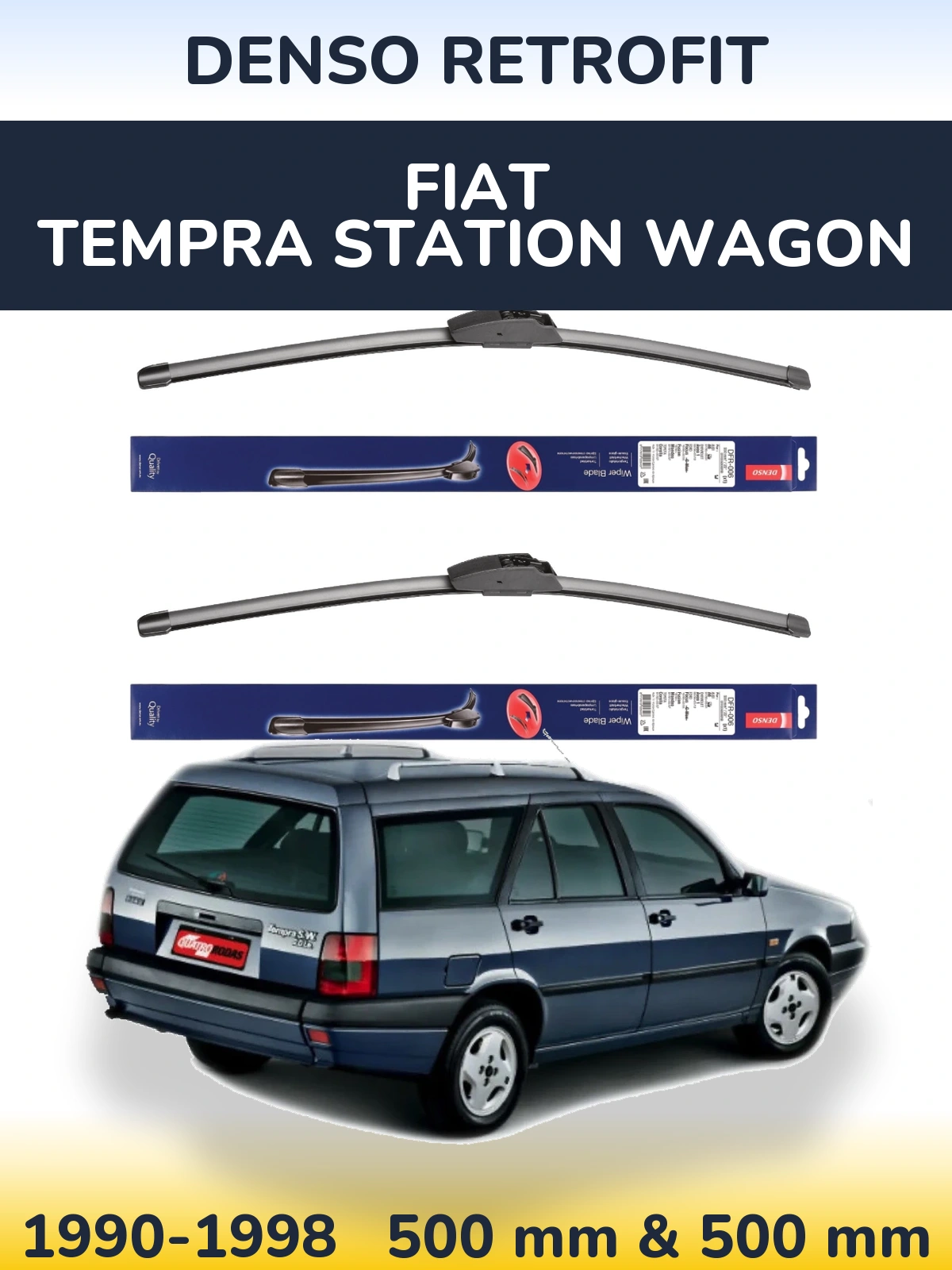 Komplet przednich wycieraczek Denso Retrofit 500 & 500 mm do Fiat Tempra Station Wagon 1990-1998