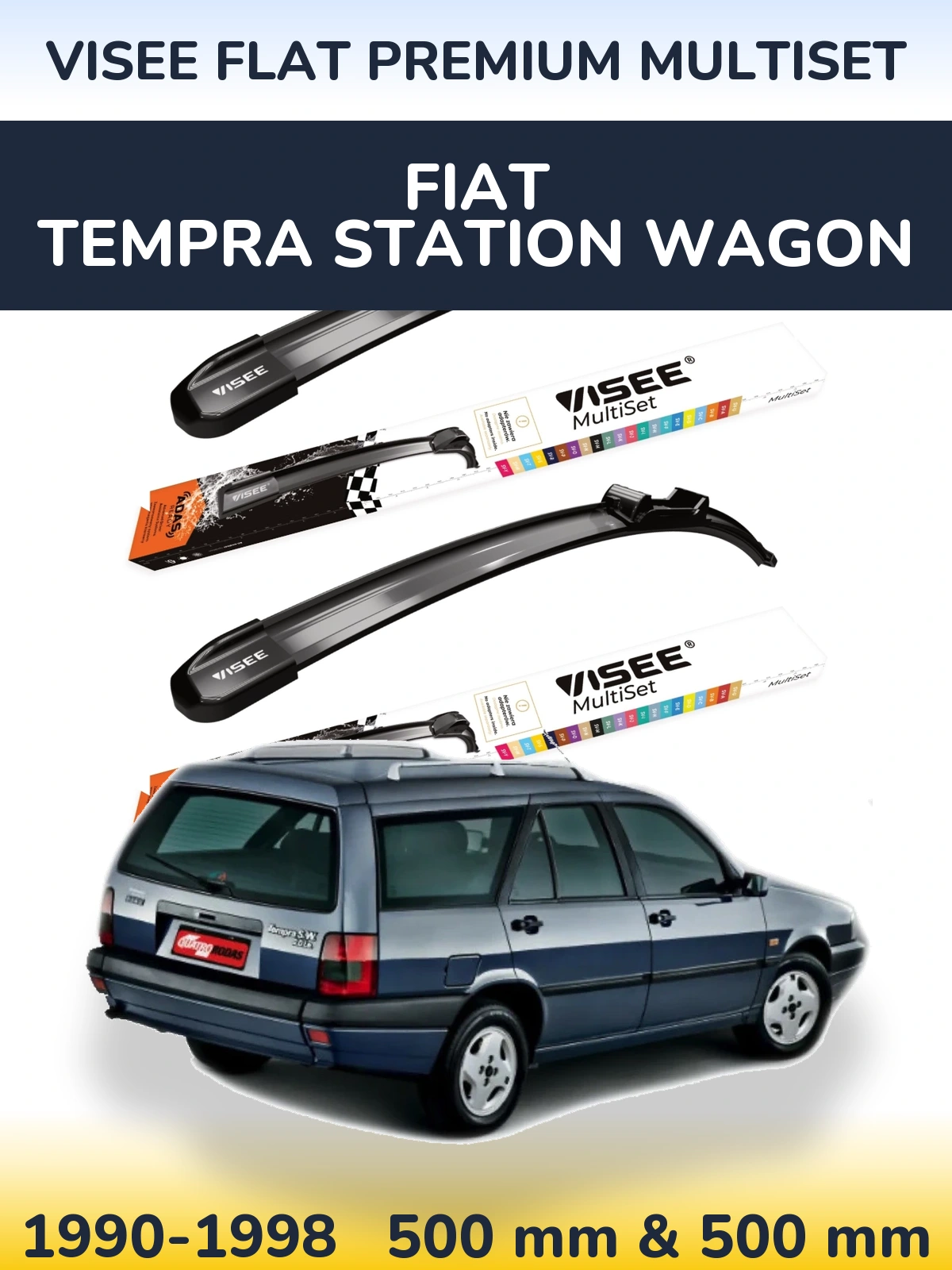 Komplet przednich wycieraczek VISEE FLAT PREMIUM MultiSet 500 & 500 mm do Fiat Tempra Station Wagon 1990-1998