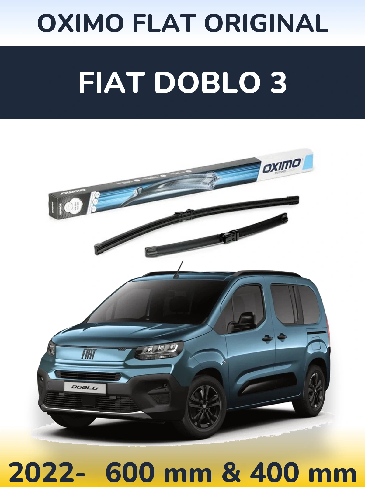 Комплект передних дворников Oximo Flat Original 600 & 400 мм для Fiat Doblo 3 2022-2026