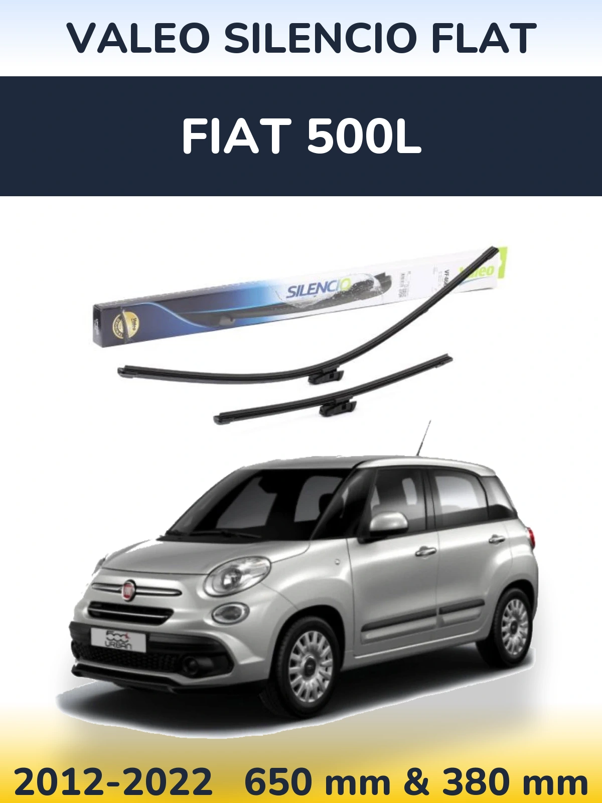 Komplet przednich wycieraczek Valeo Silencio Flat 650 & 380 mm do Fiat 500L 2012-2022