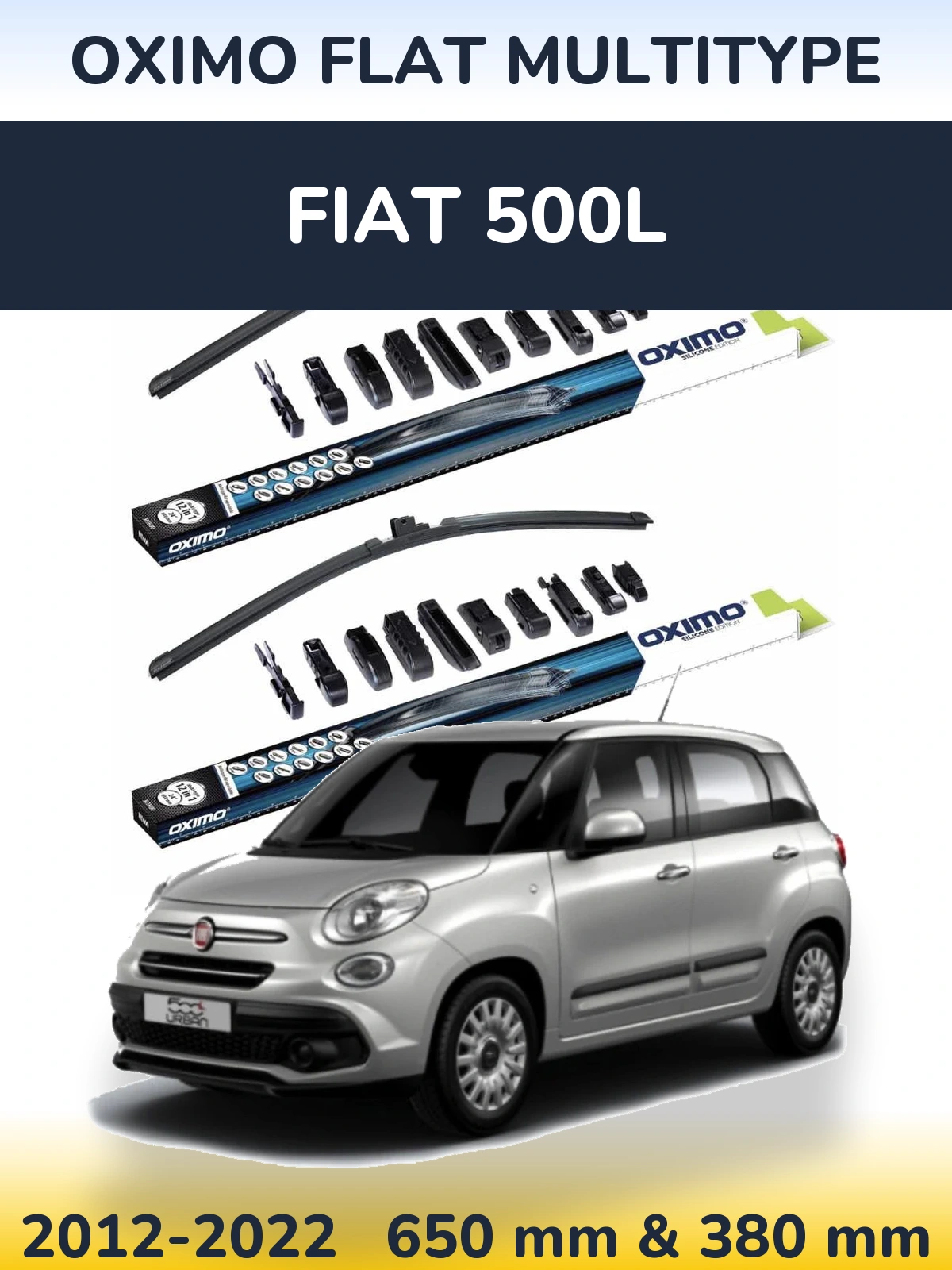 Комплект передніх щіток Oximo Flat MultiТипe 650 & 380 мм для Fiat 500L 2012-2022