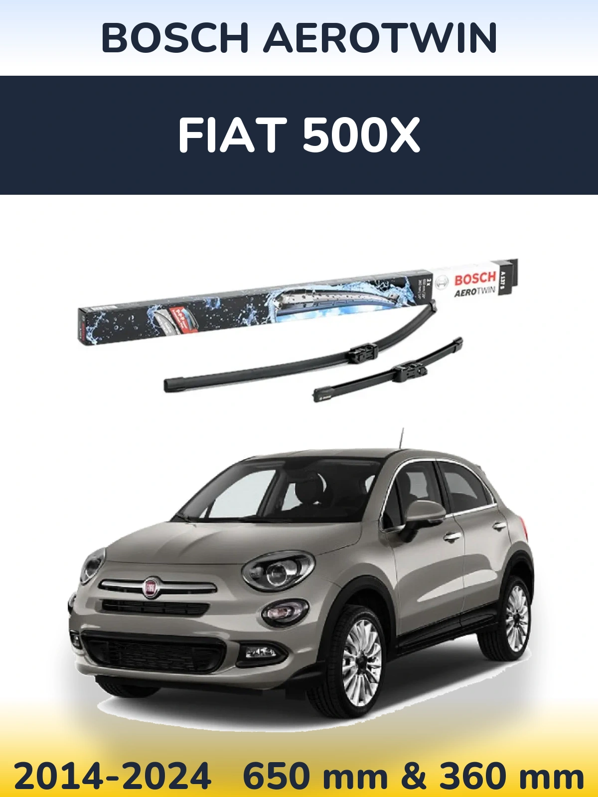 Komplet przednich wycieraczek BOSCH AeroTwin 650 & 360 mm do Fiat 500X 2014-2024
