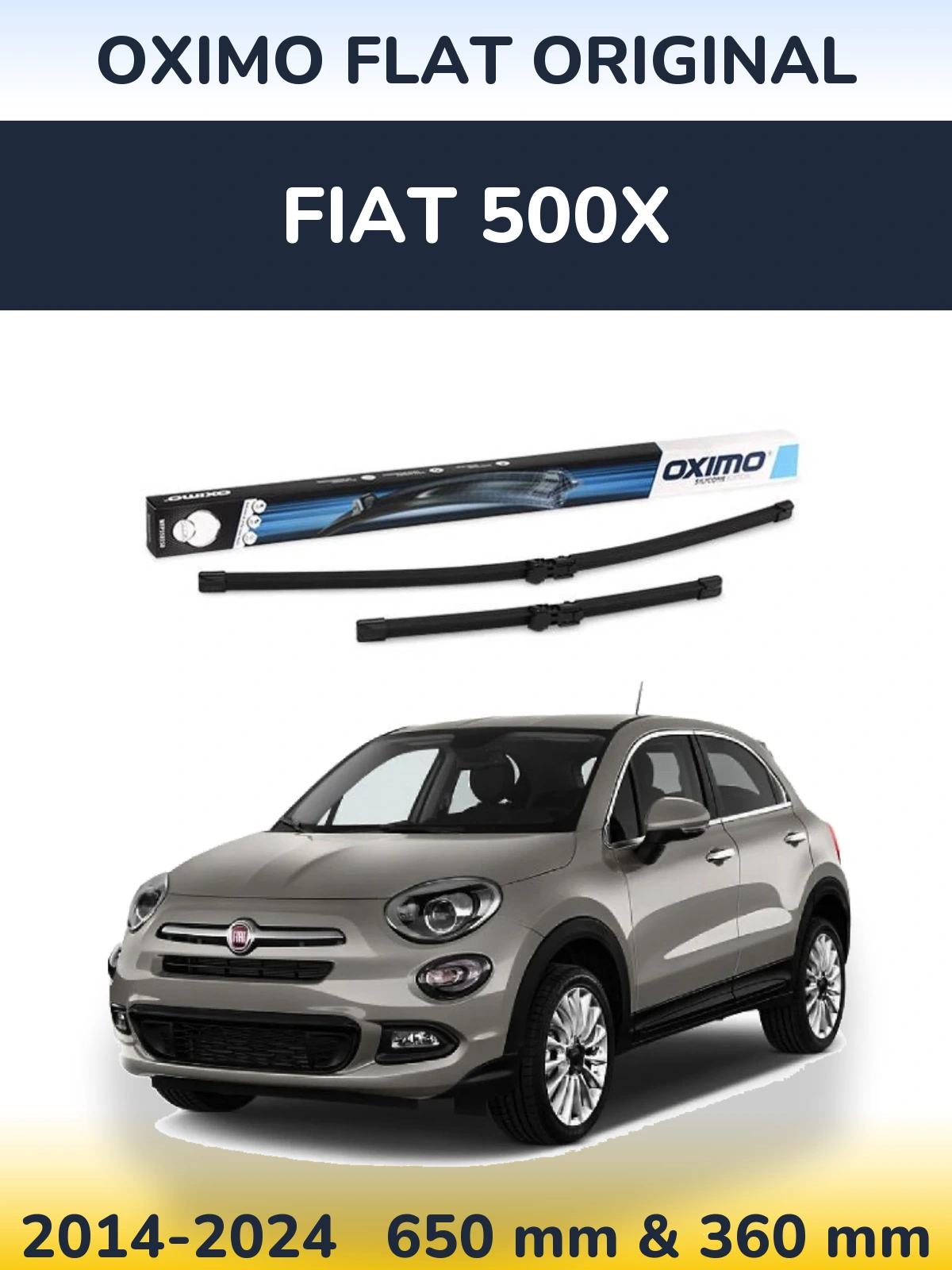 Front wiper blade set Oximo Flat Original 650 & 350 mm for Fiat 500X 2014-2024