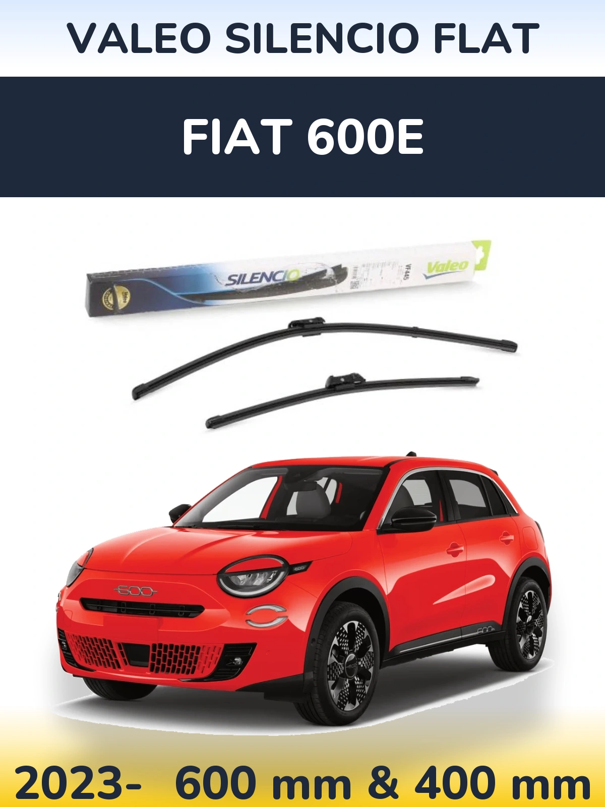 Комплект передних дворников Valeo Silencio Flat 600 & 400 мм для Fiat 600e 2023-2026