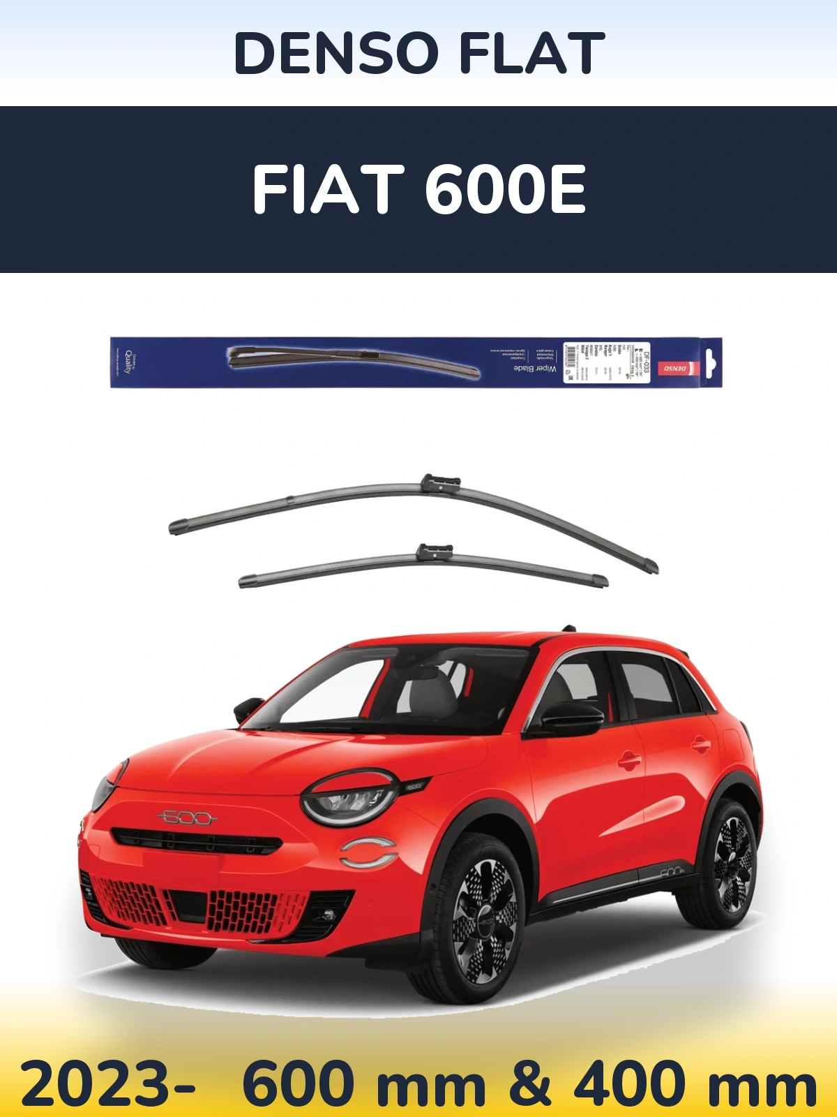 Front wiper blade set Denso Flat 600 & 400 mm for Fiat 600e 2023-2026