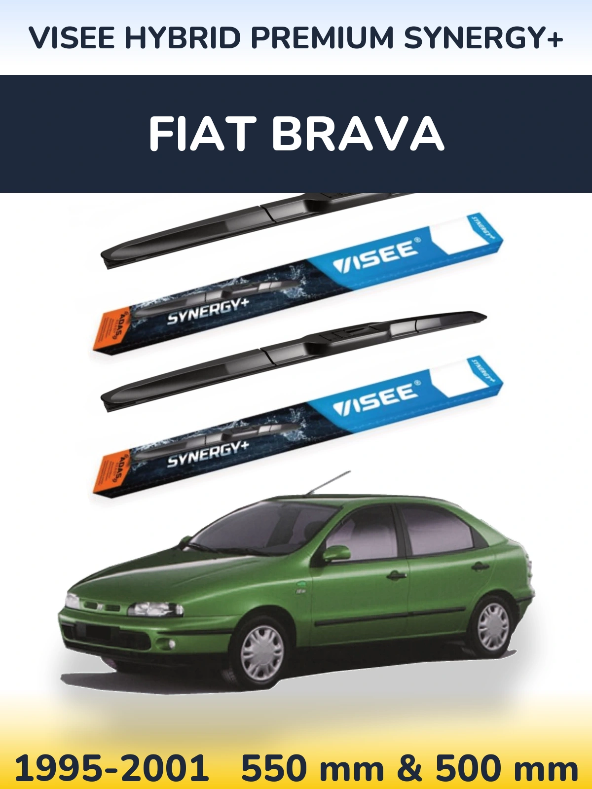 Komplet przednich wycieraczek VISEE HYBRID PREMIUM SYNERGY+ 550 & 500 mm do Fiat Brava 1995-2001