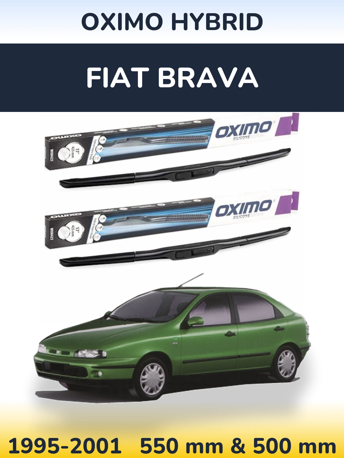 Комплект передних дворников Oximo Hybrid 550 & 500 мм для Fiat Brava 1995-2001