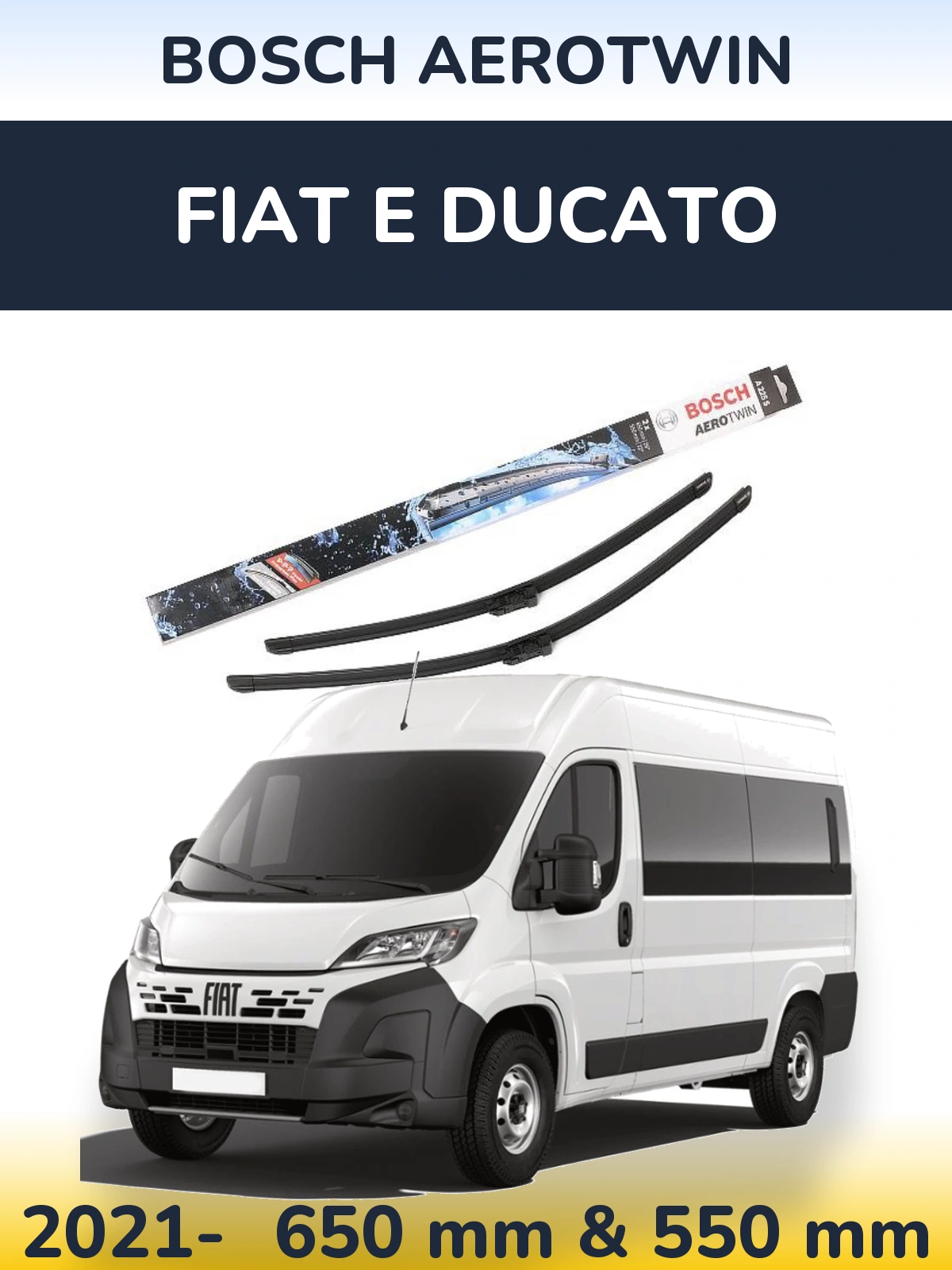 Комплект передних дворников BOSCH AeroTwin 650 & 550 мм для Fiat E Ducato 2021-2026