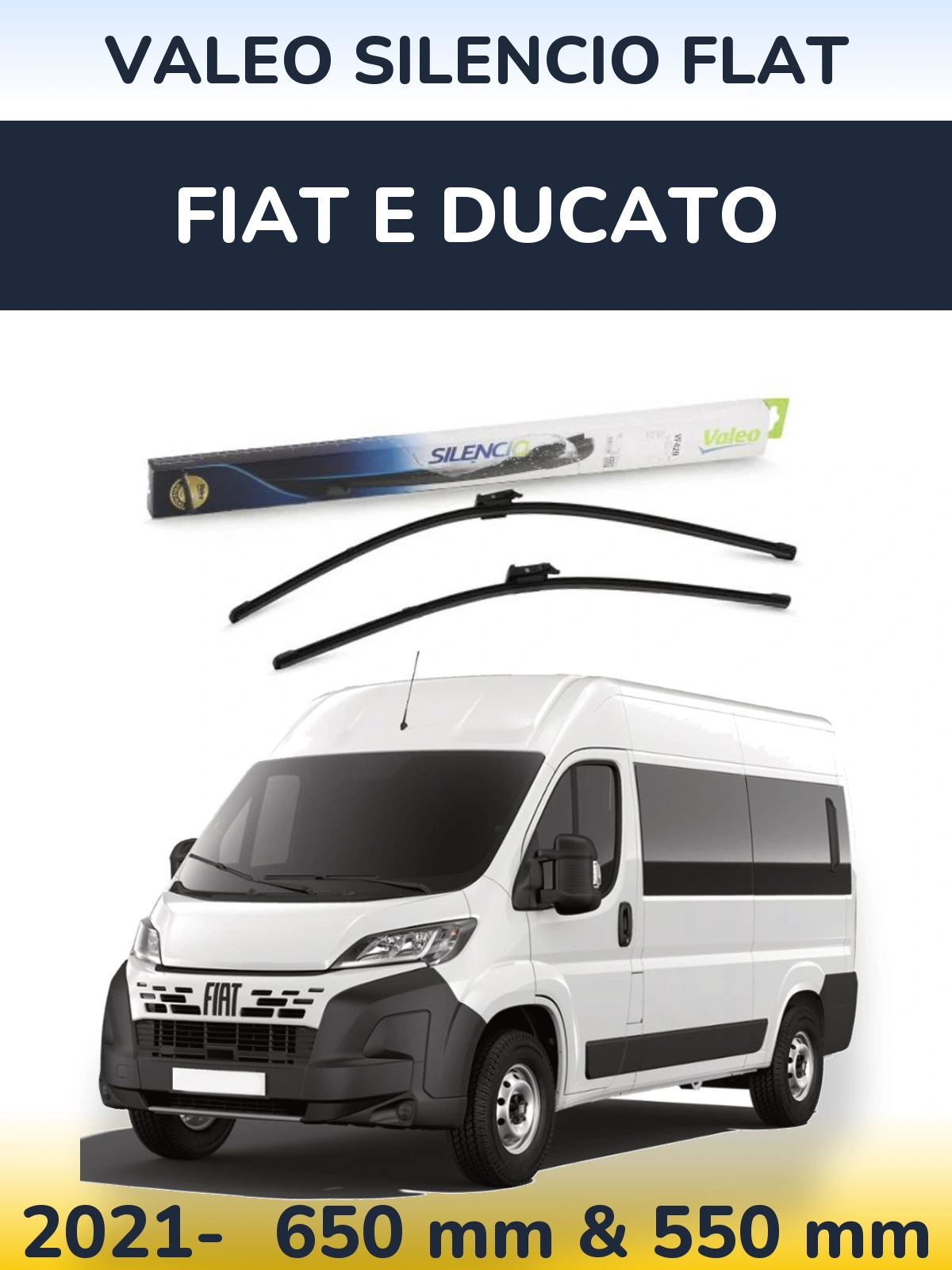 Komplet przednich wycieraczek Valeo Silencio Flat 650 & 550 mm do Fiat E Ducato 2021-2026