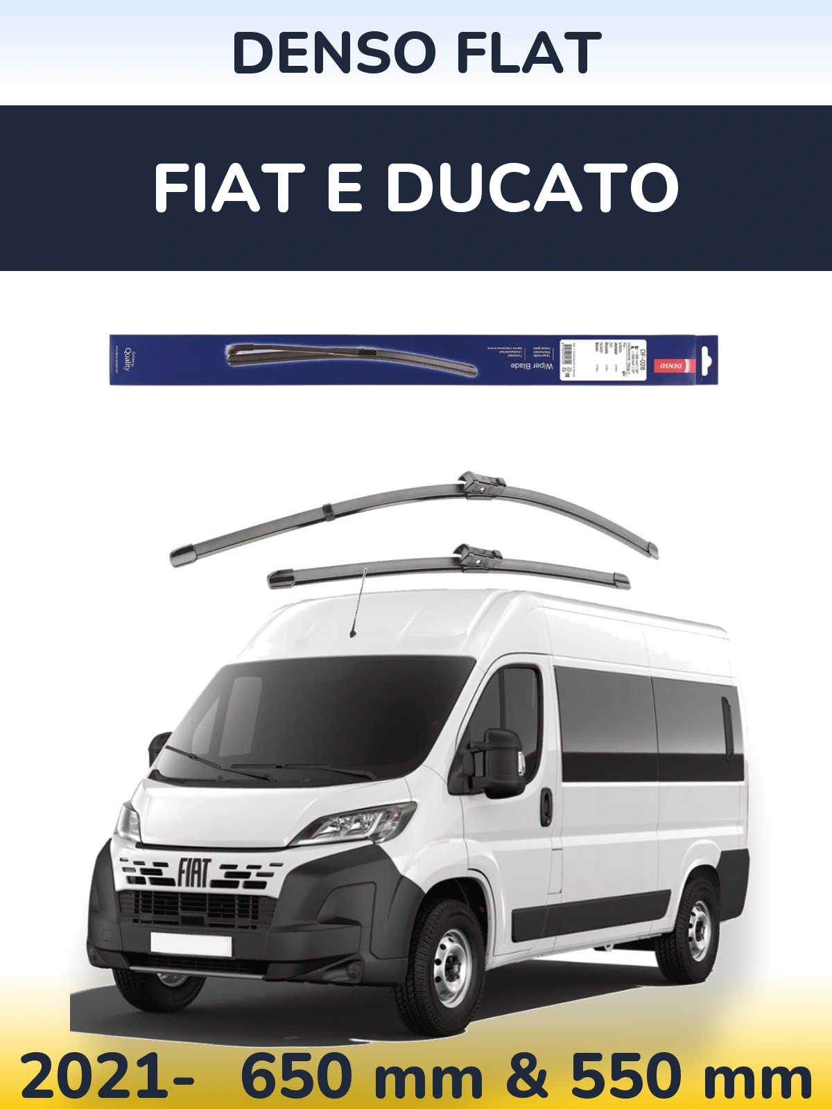 Комплект передніх щіток Denso Flat 650 & 550 мм для Fiat E Ducato 2021-2026