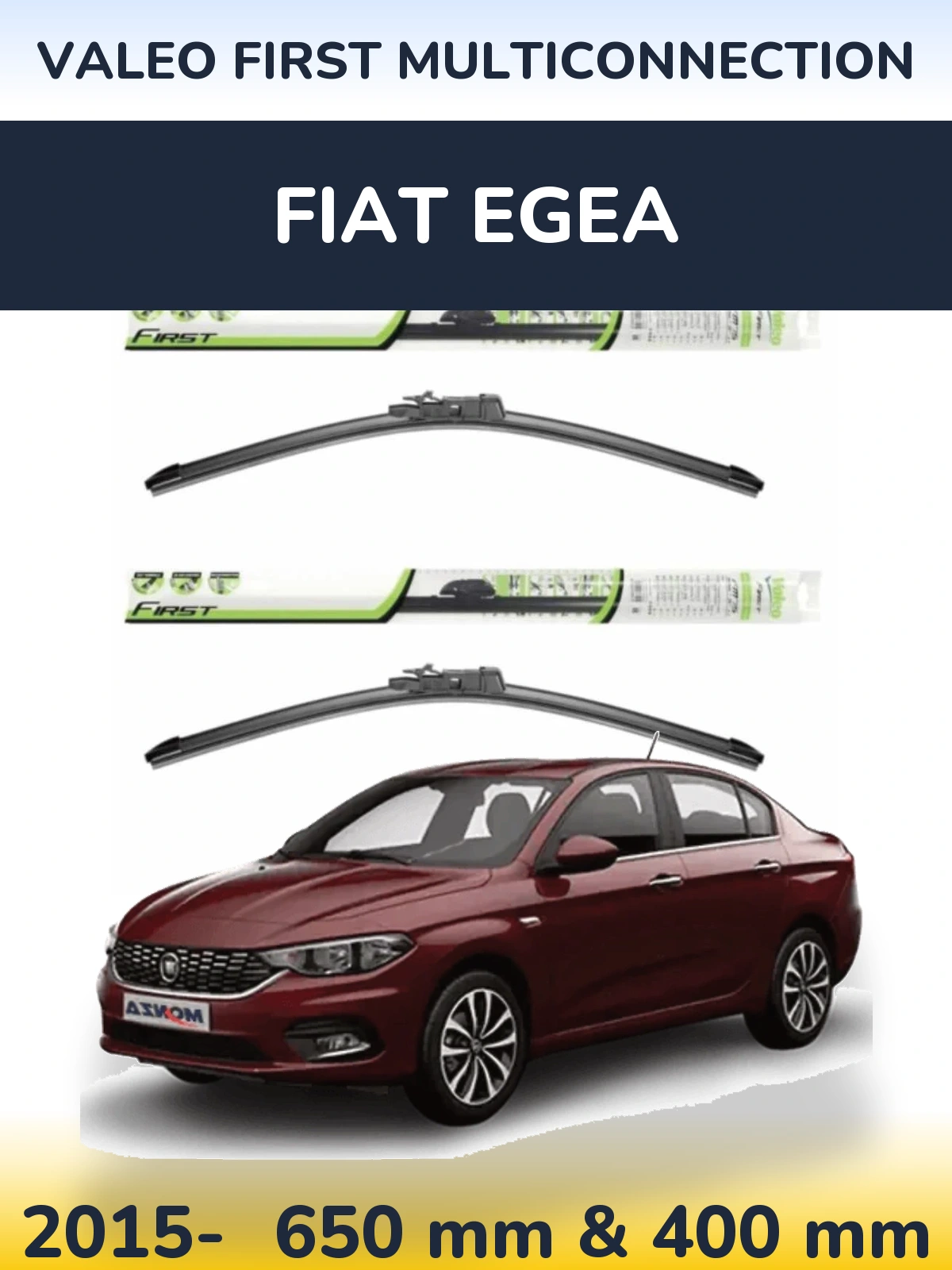 Комплект передних дворников Valeo First MultiConnection 650 & 400 мм для Fiat Egea 2015-2026