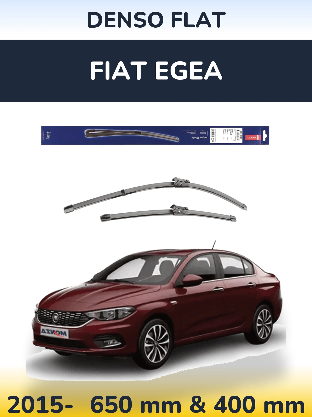 Комплект передних дворников Denso Flat 650 & 400 мм для Fiat Egea 2015-2026