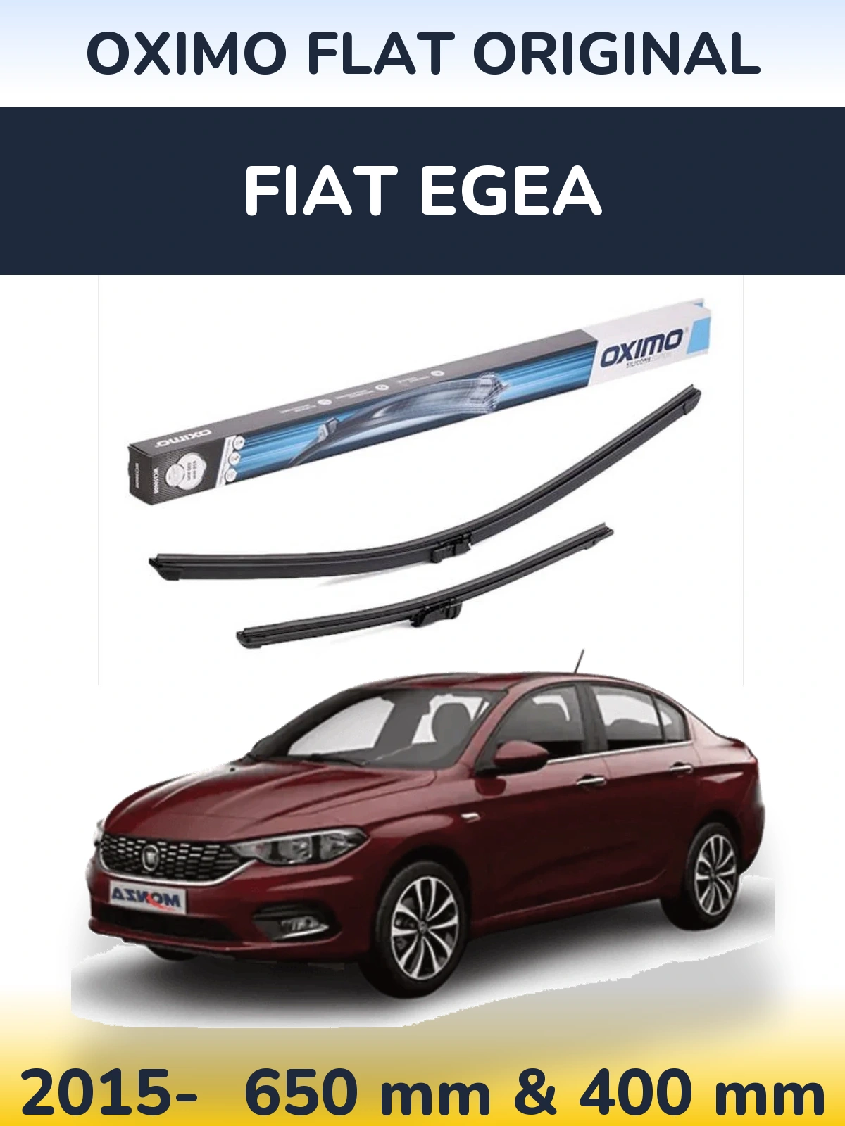 Front wiper blade set Oximo Flat Original 650 & 400 mm for Fiat Egea 2015-2026