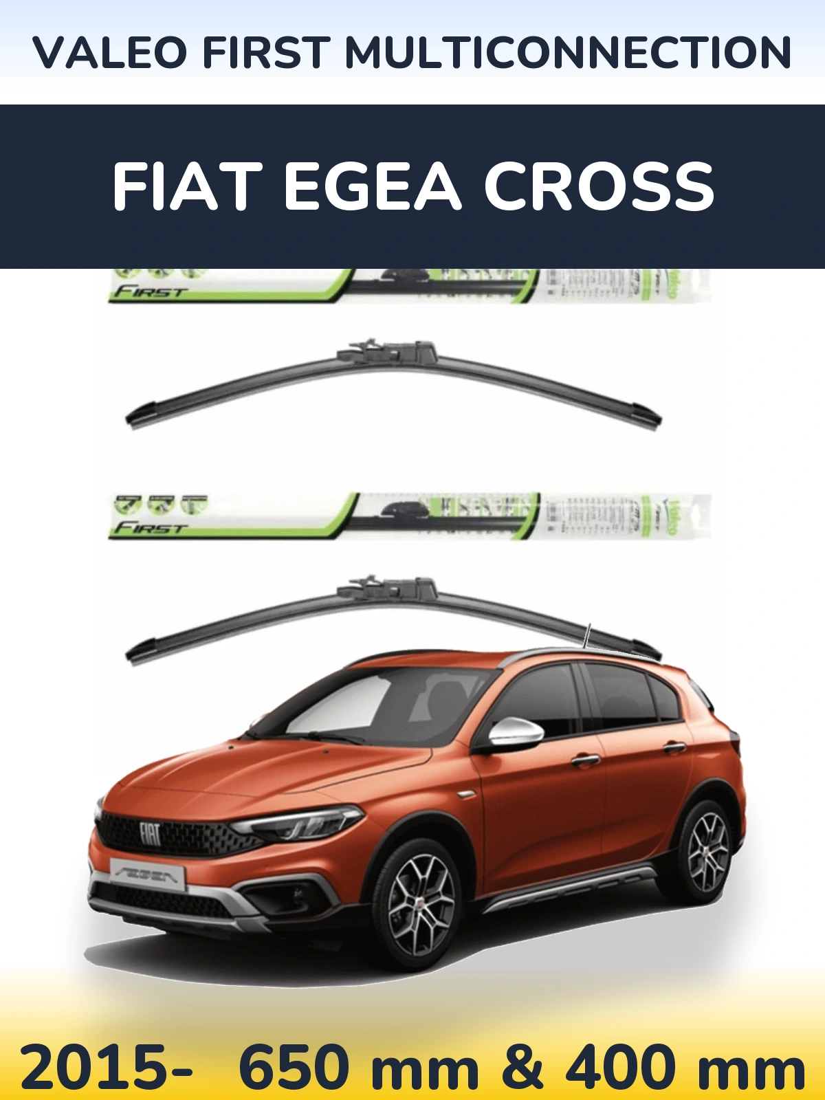Комплект передних дворников Valeo First MultiConnection 650 & 400 мм для Fiat Egea Cross 2015-2026