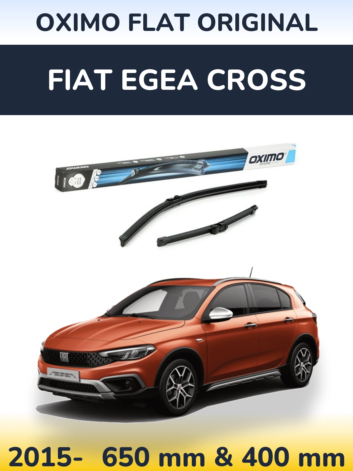 Front wiper blade set Oximo Flat Original 650 & 375 mm for Fiat Egea Cross 2015-2026