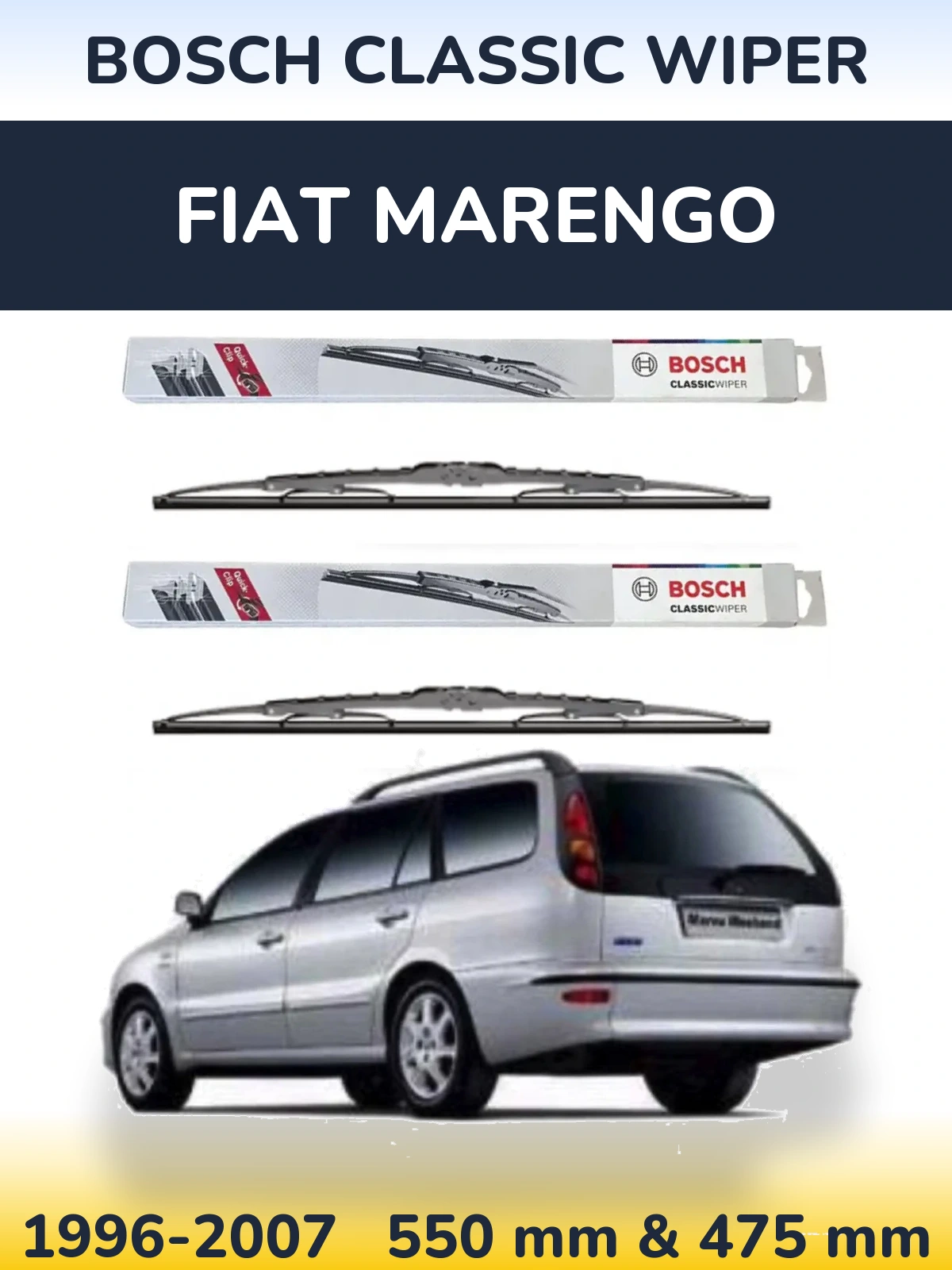 Комплект передних дворников BOSCH Classic Wiper 550 & 475 мм для Fiat Marengo 1996-2007