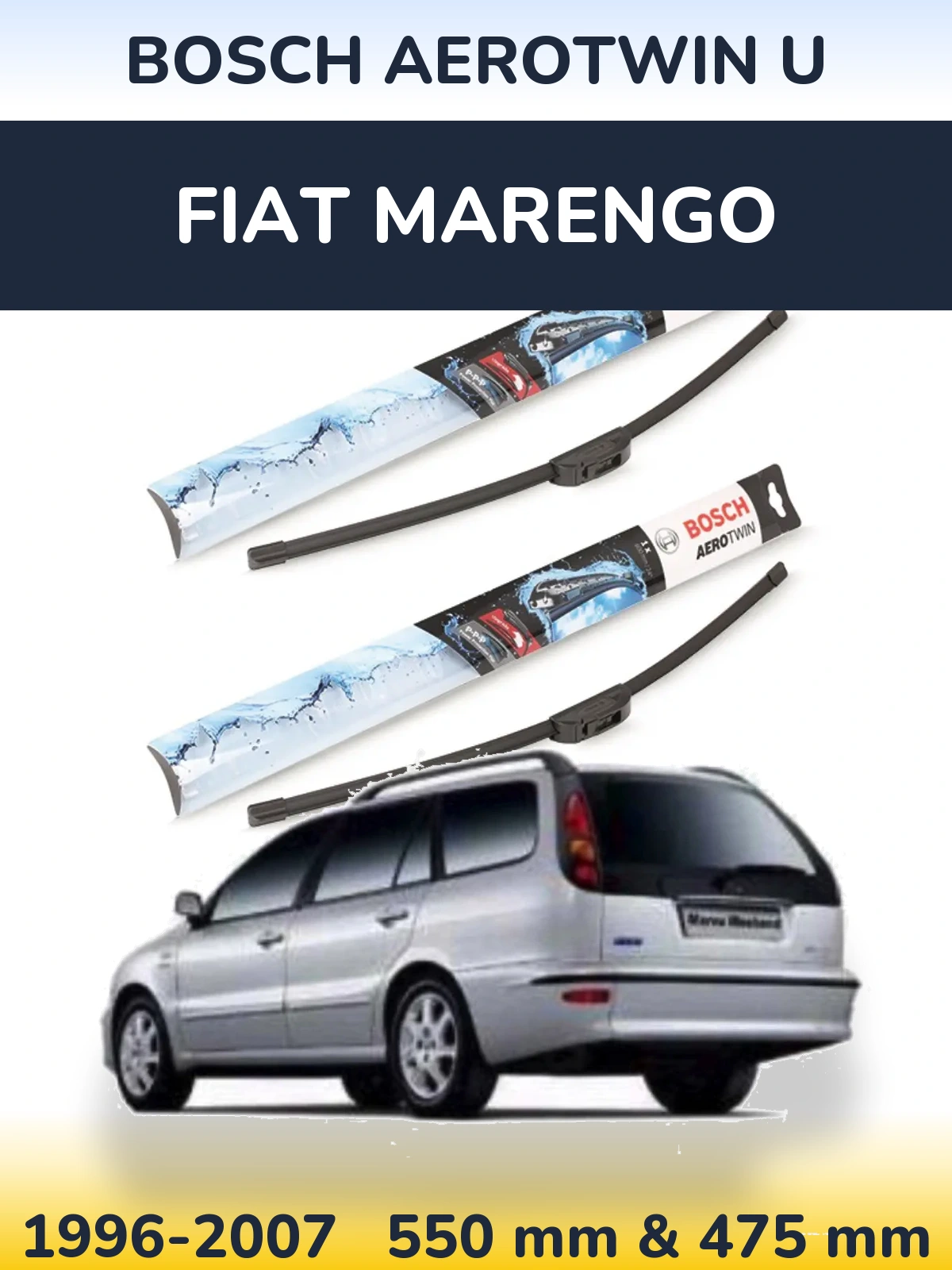 Front wiper blade set BOSCH AeroTwin U 550 & 475 mm for Fiat Marengo 1996-2007