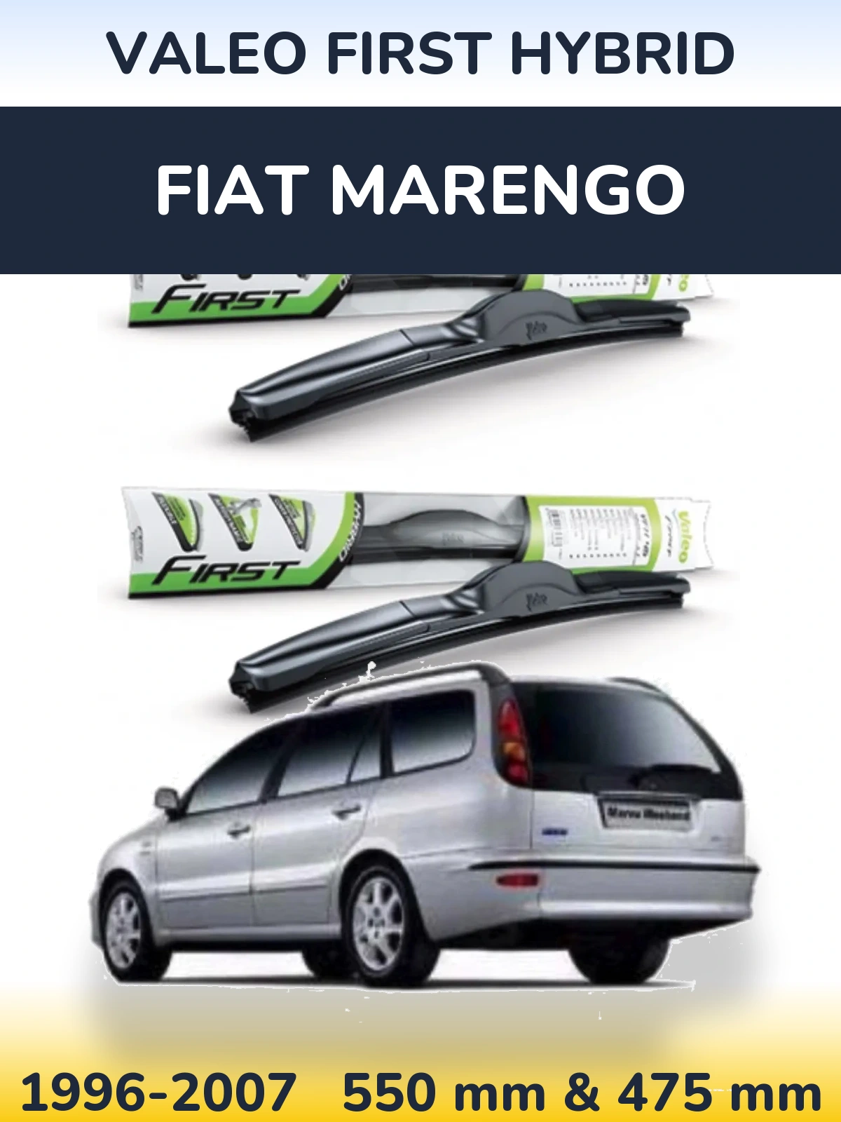 Front wiper blade set Valeo First Hybrid 550 & 475 mm for Fiat Marengo 1996-2007