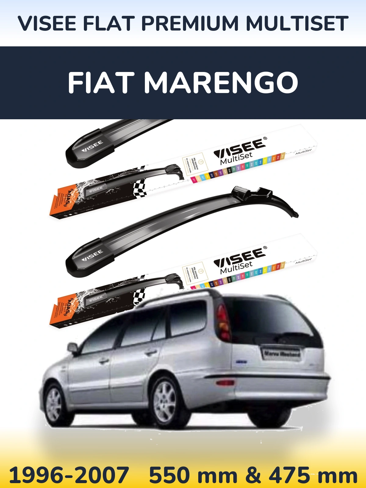 Комплект передних дворников VISEE FLAT PREMIUM MultiSet 550 & 475 мм для Fiat Marengo 1996-2007