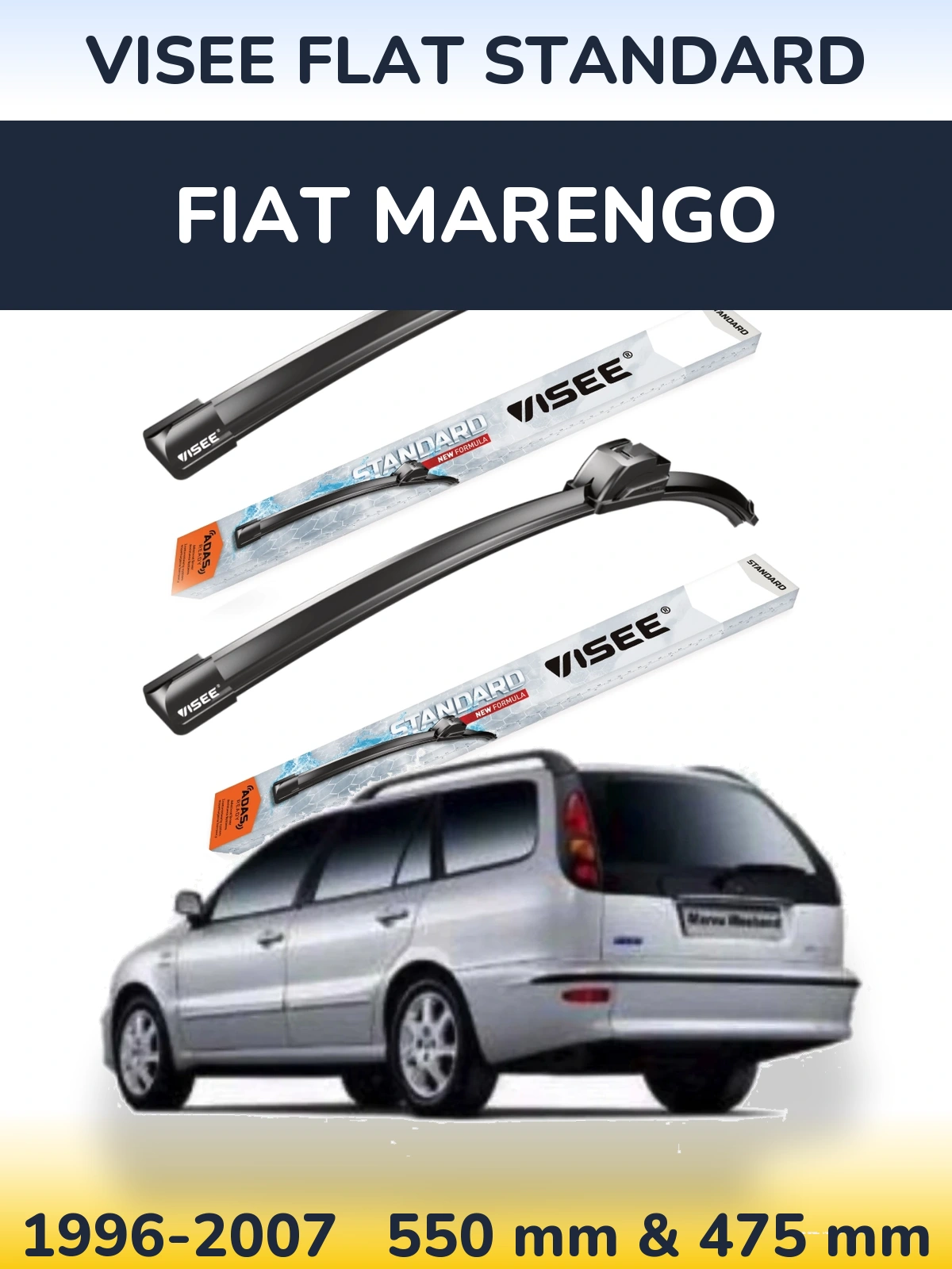 Комплект передних дворников VISEE FLAT STANDARD 550 & 475 мм для Fiat Marengo 1996-2007