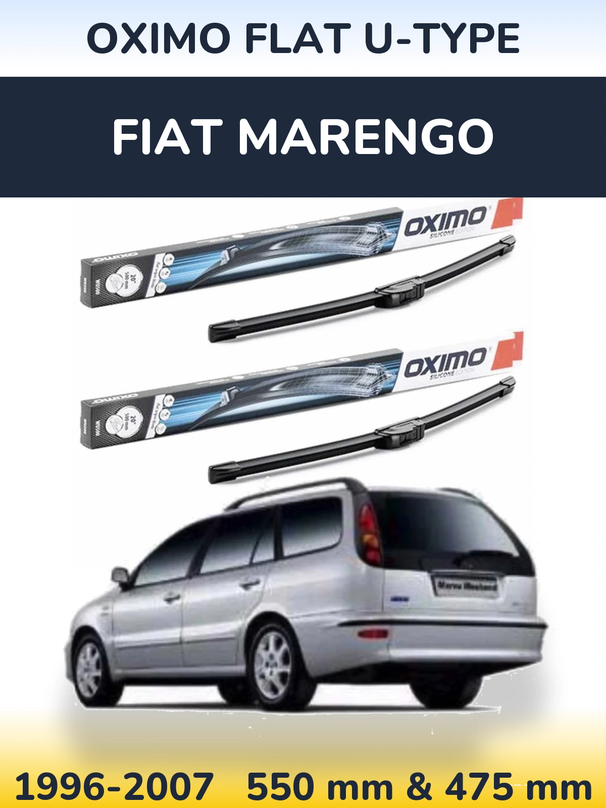 Комплект передних дворников Oximo Flat U-type 550 & 475 мм для Fiat Marengo 1996-2007
